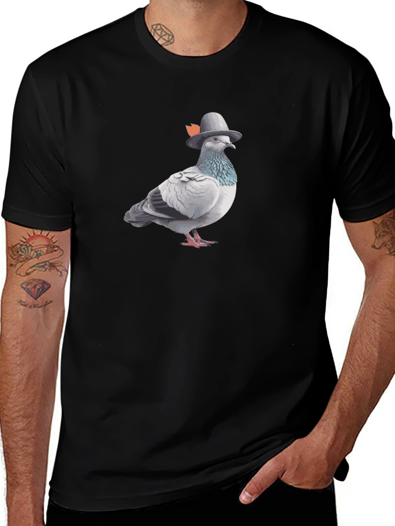 Variant 9 of Pigeon in Hat T-Shirt - Unique Graphic Tee