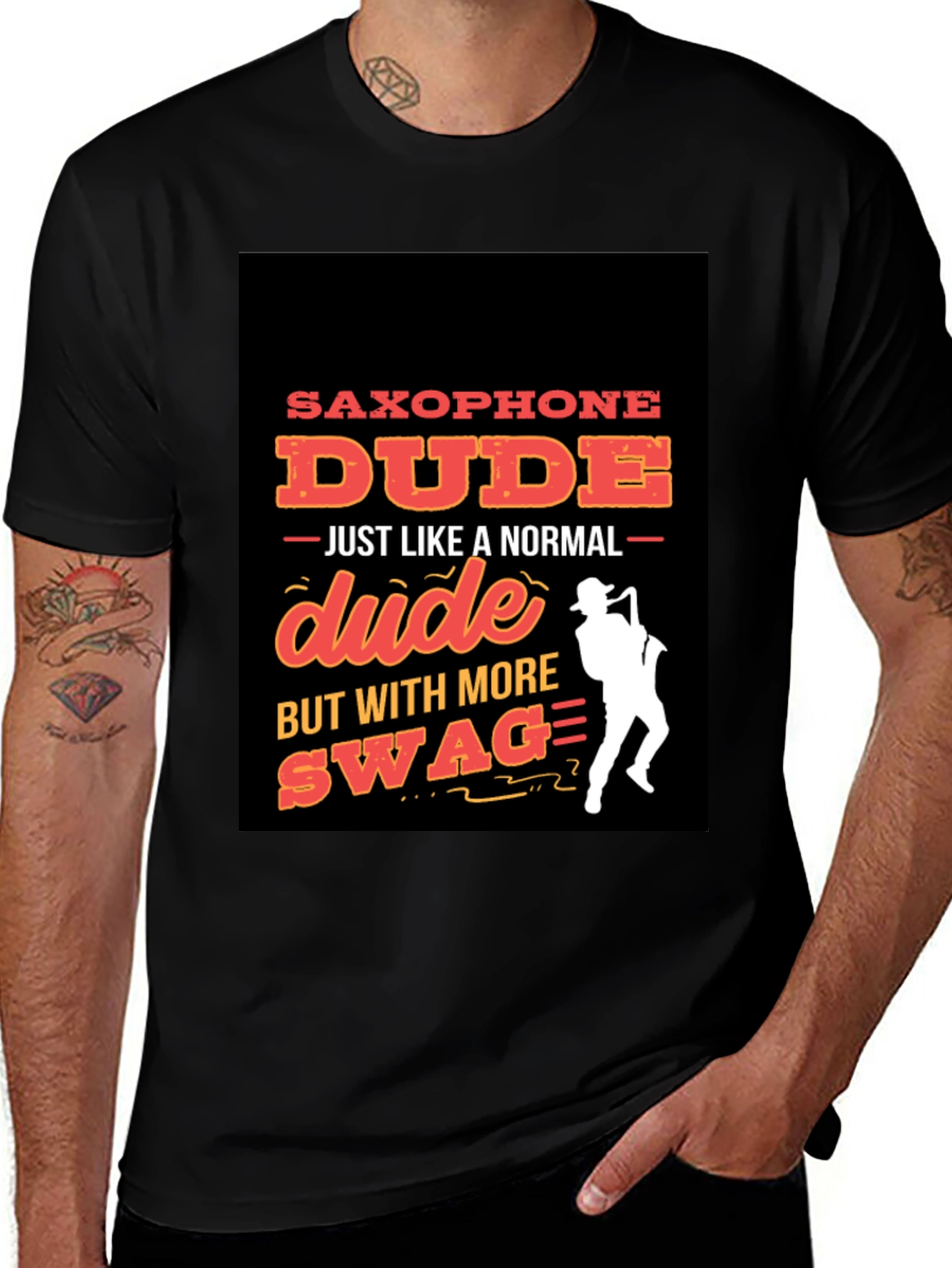 Variant 24 of Saxophone Dude Graphic T-Shirt - Swag Style!