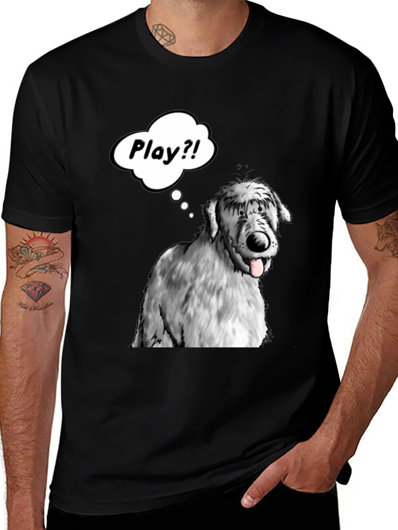 Variant 22 of Playful Dog Graphic Tee - Black Cotton T-Shirt