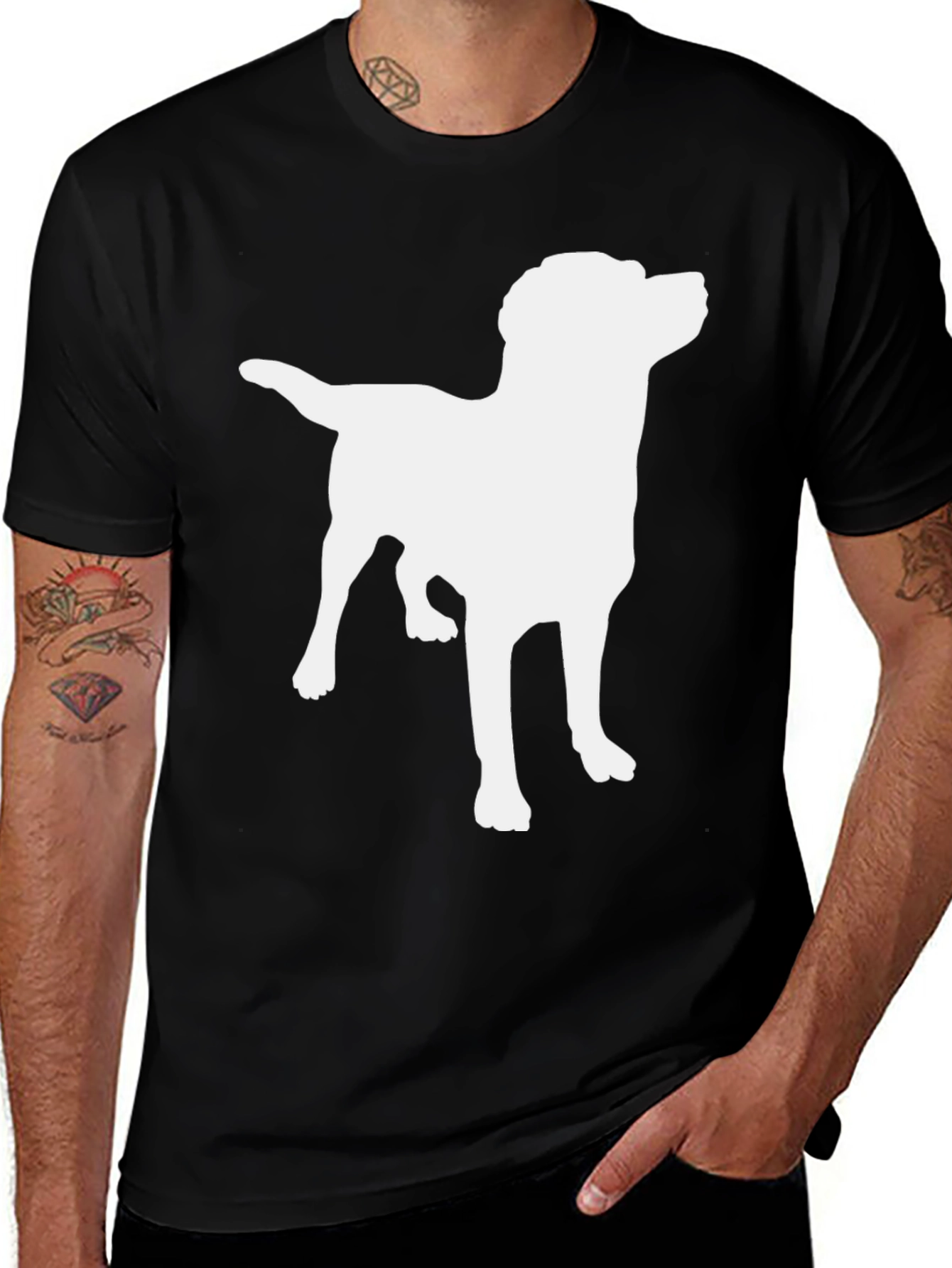 Variant 27 of Dog Silhouette Black T-Shirt - Classic Casual Wear
