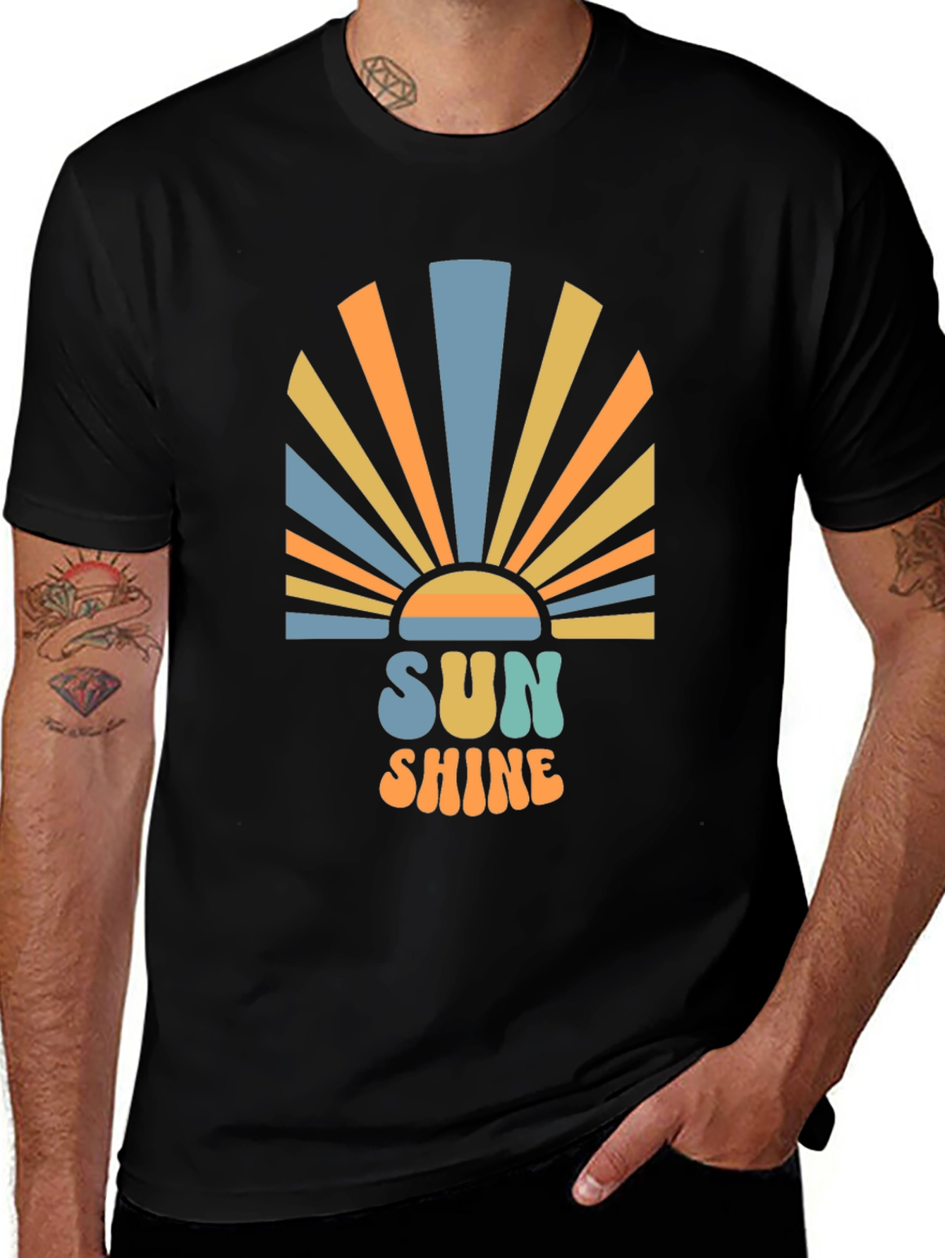 Variant 18 of Retro "Sunshine" Graphic Black T-Shirt