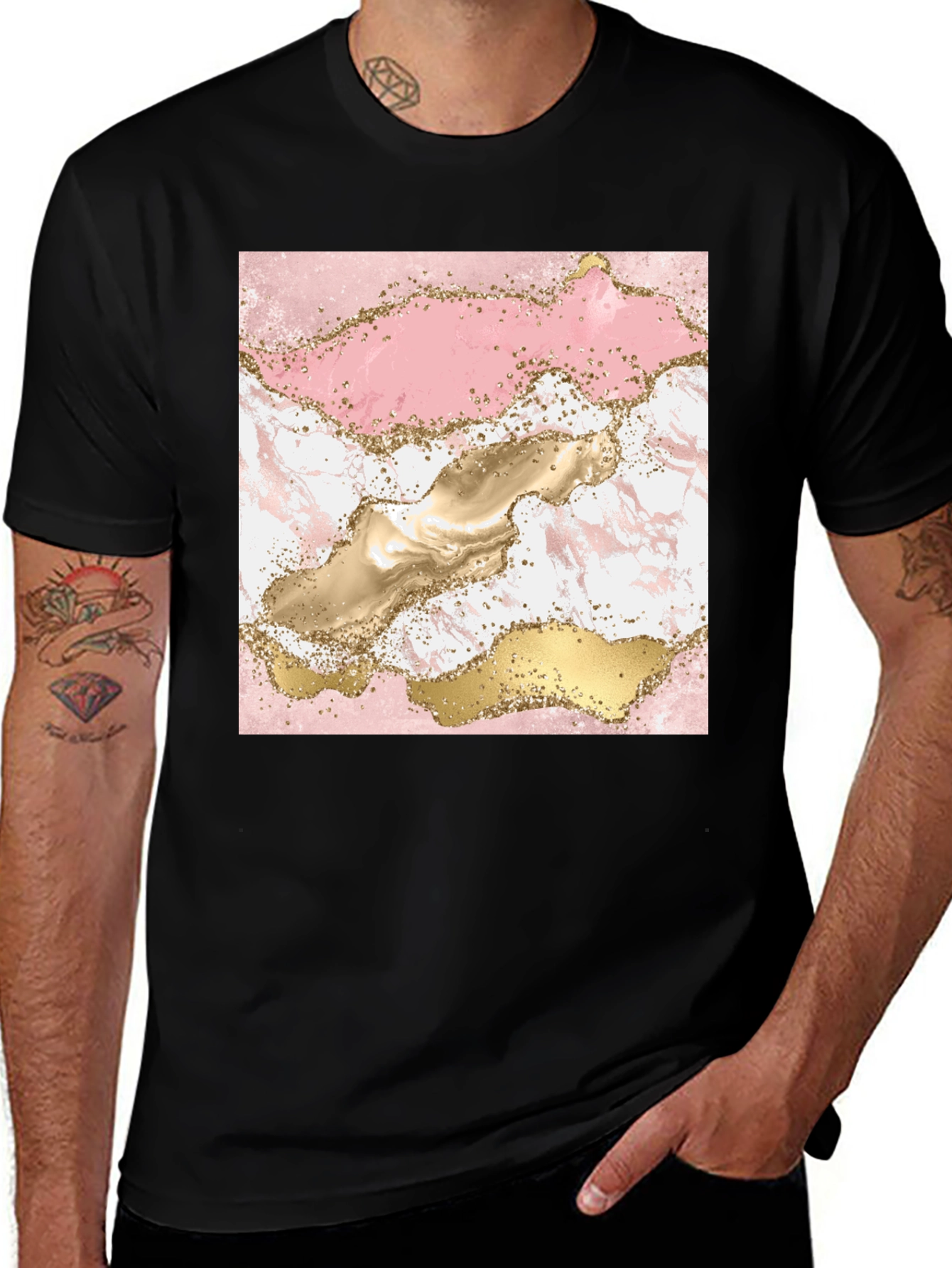 Variant 11 of Stylish Pink & Gold Marble Graphic Tee