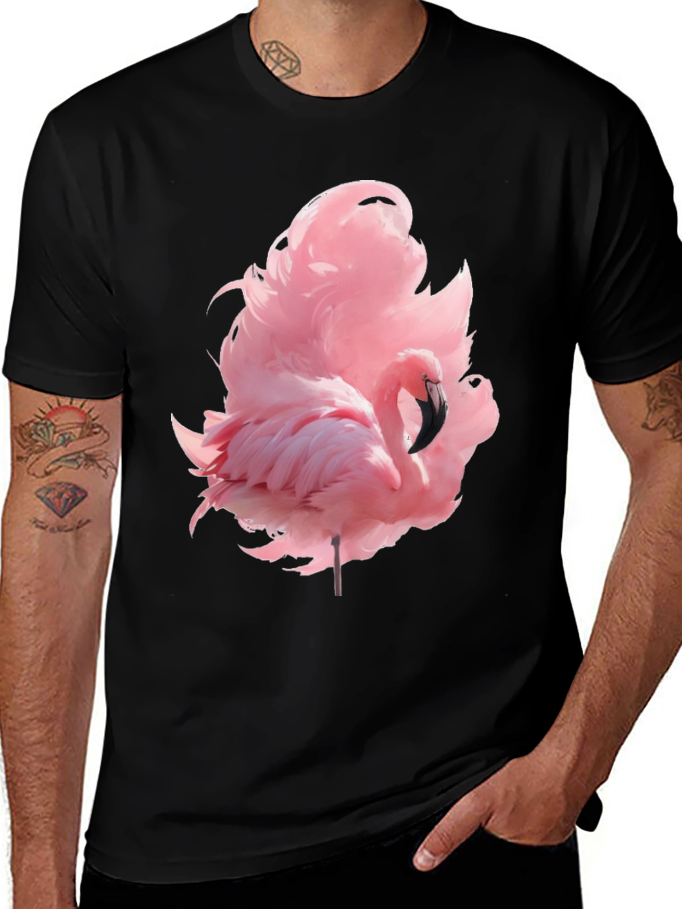 Variant 15 of Flamingo Graphic Tee - Black Casual Shirt