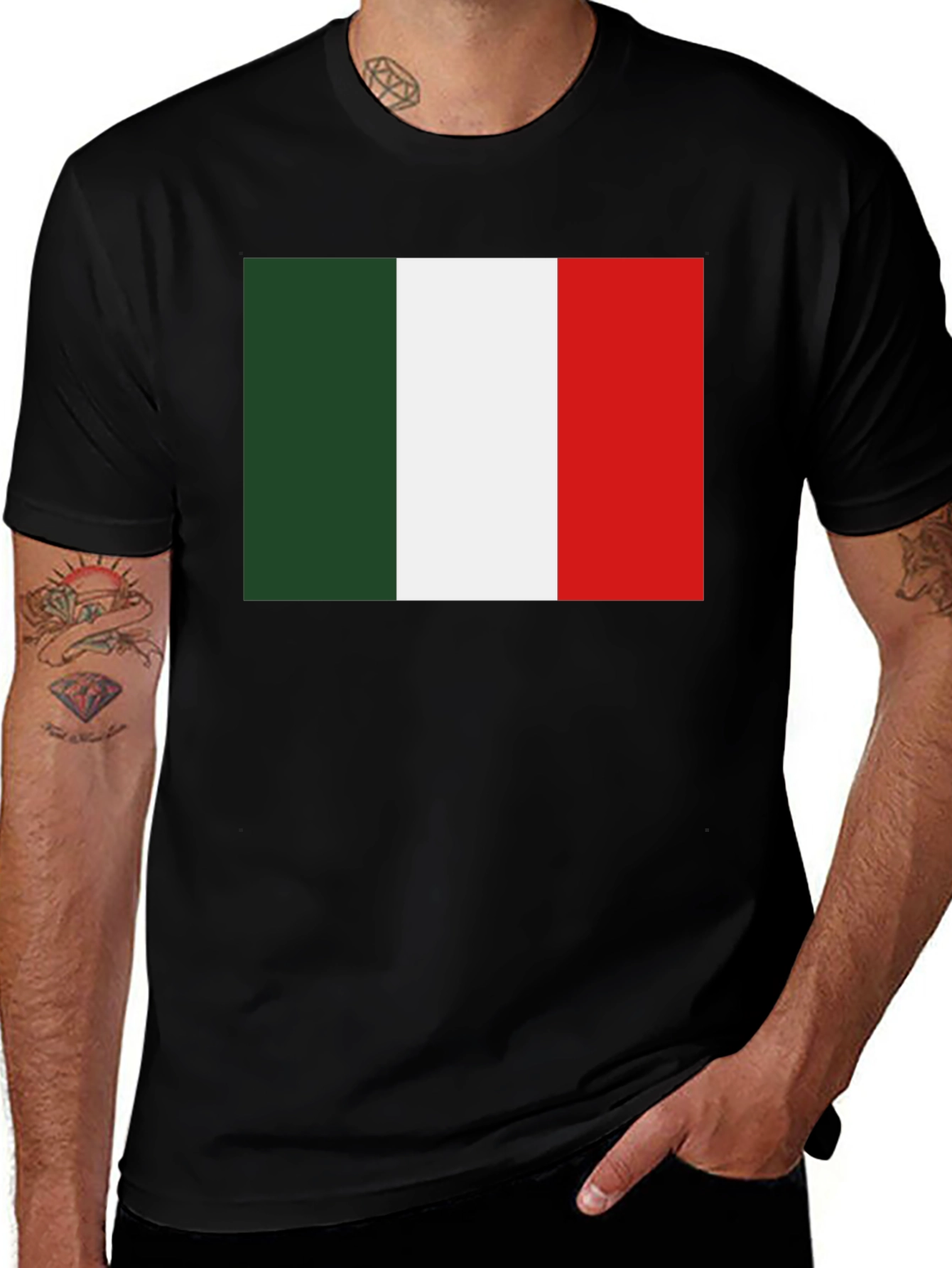 Variant 19 of Italy Flag Graphic Tee - Black