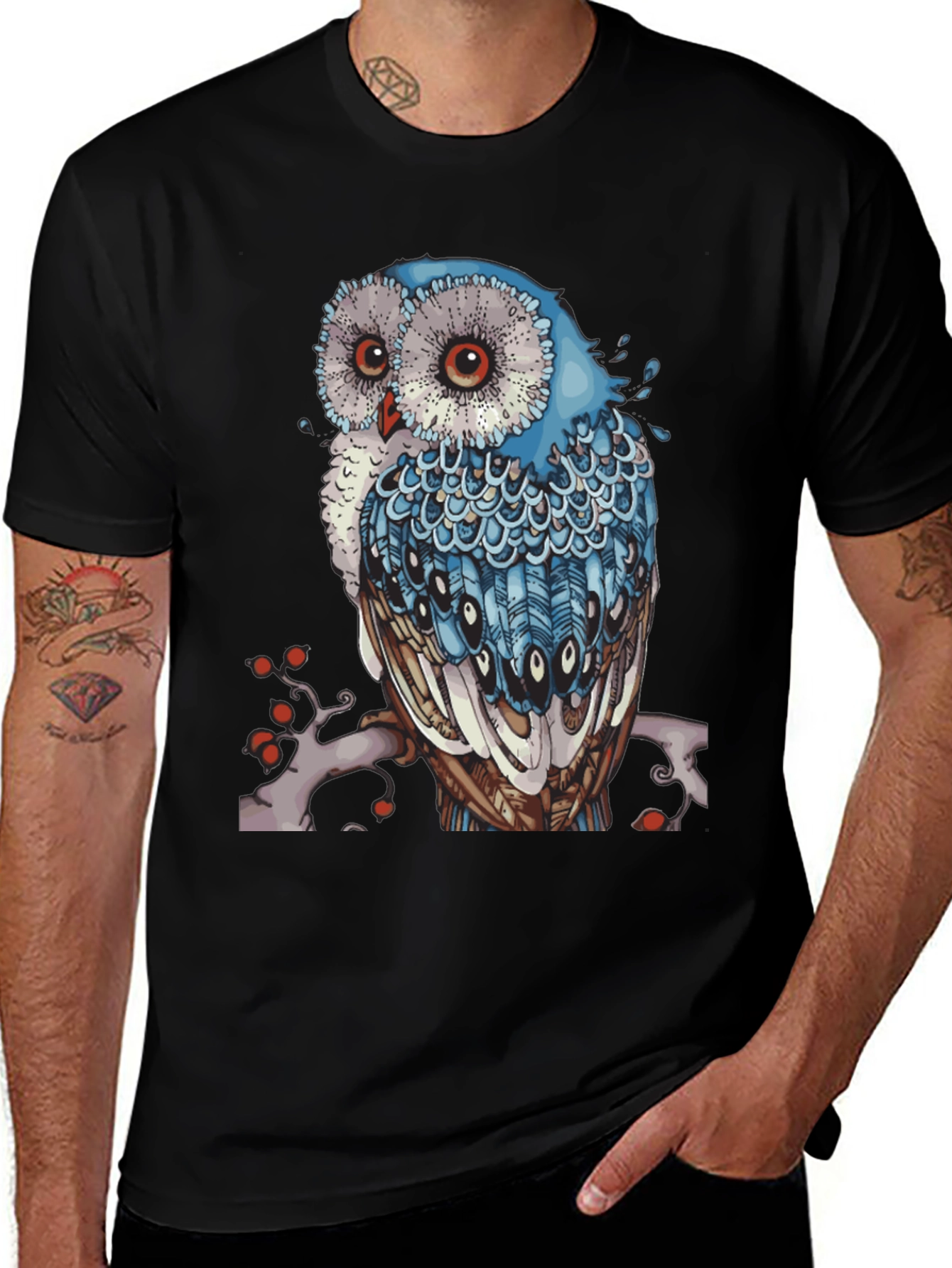 Variant 27 of Owl Graphic Print Black T-Shirt