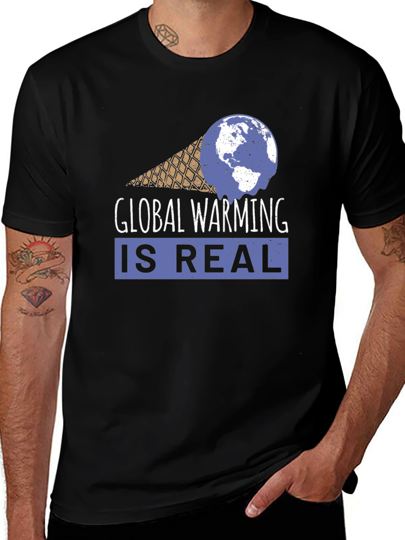 Variant 10 of Global Warming is Real T-Shirt - Earth Ice Cream Cone Design