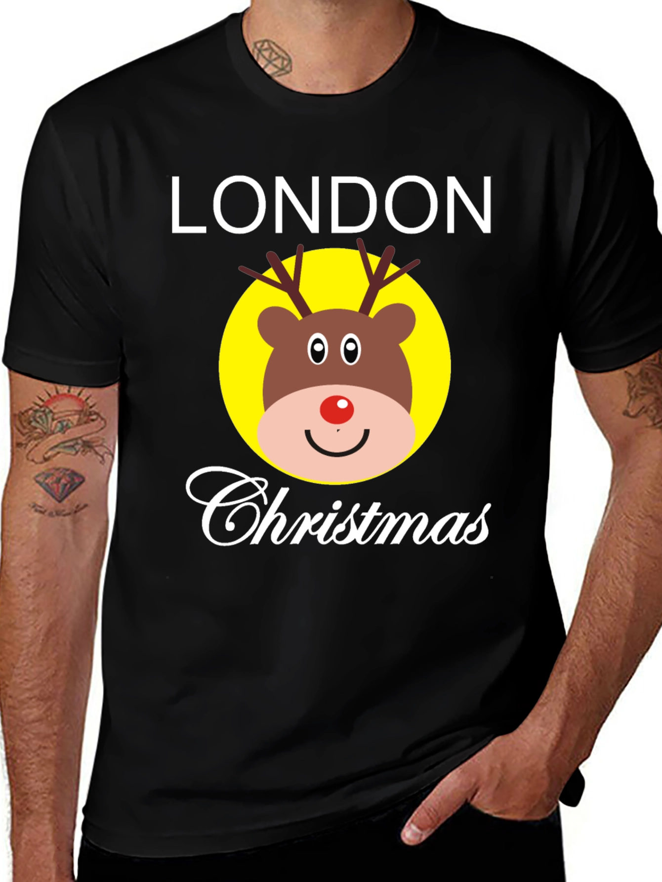 London Christmas Reindeer Graphic T-Shirt
