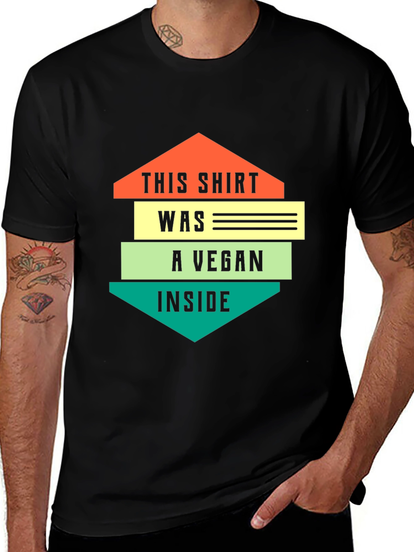 Vegan Inside Graphic T-Shirt - Black