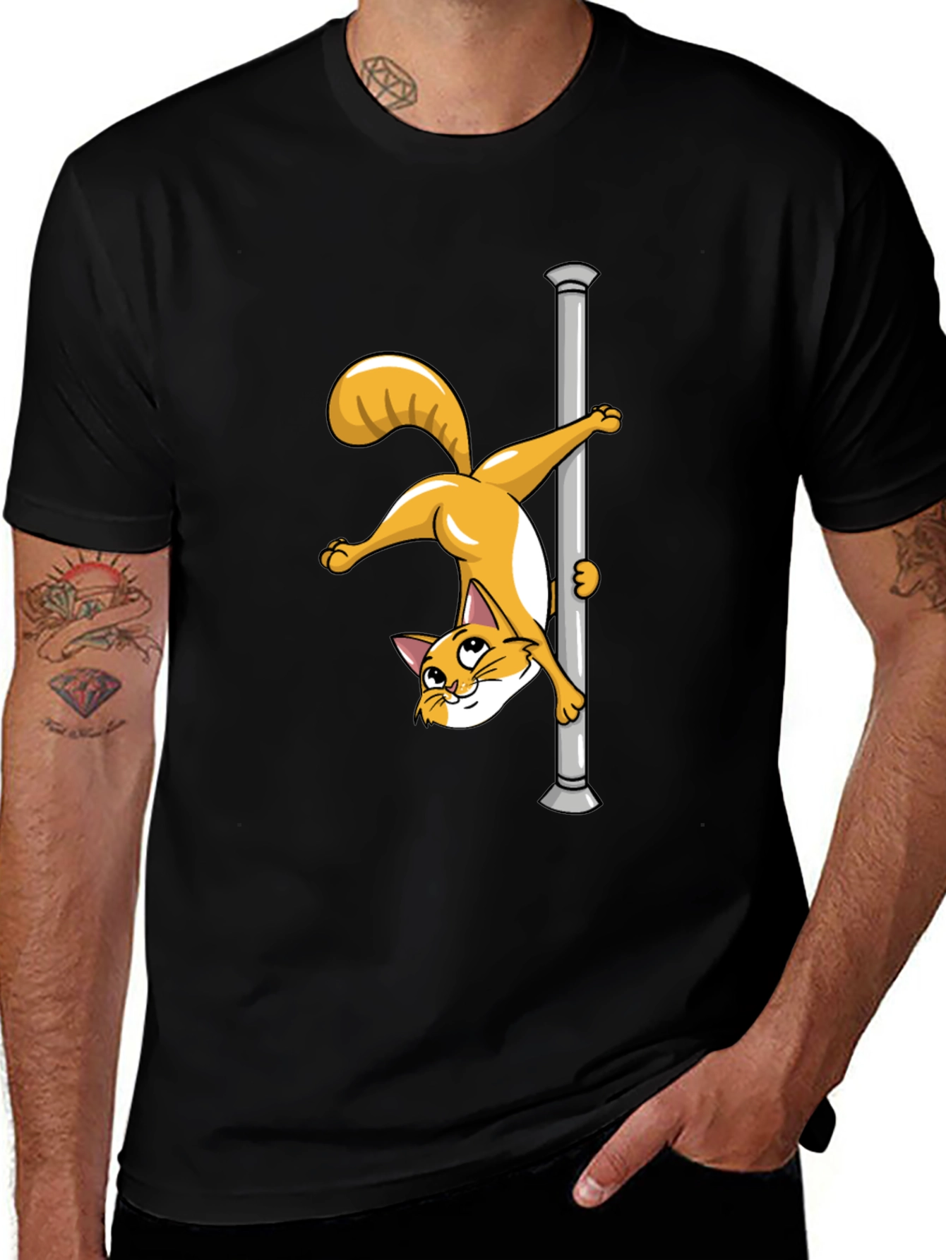 Variant 27 of Funny Cat Pole Dance Black T-Shirt