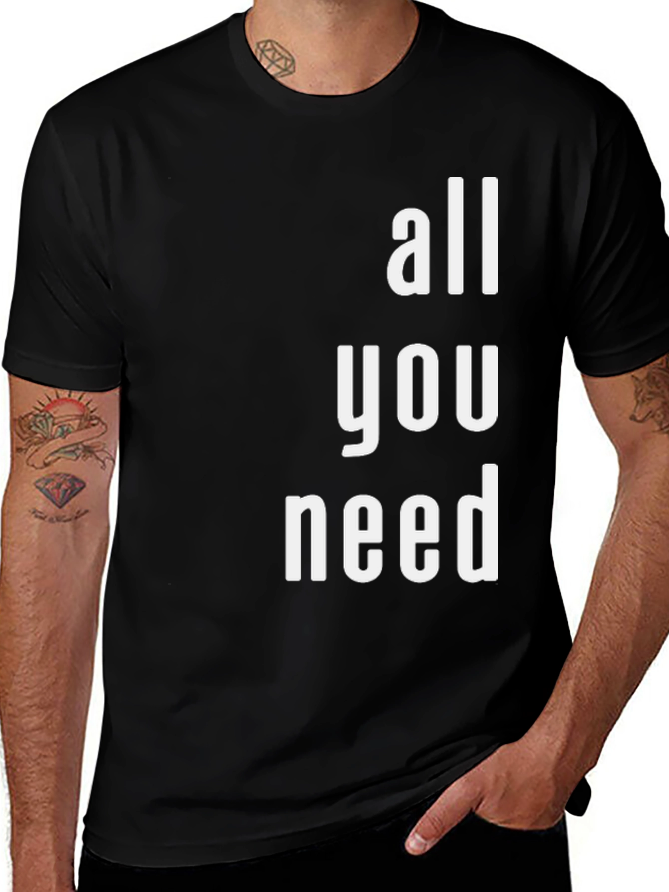 Variant 27 of All You Need Graphic Tee - Black Cotton T-Shirt