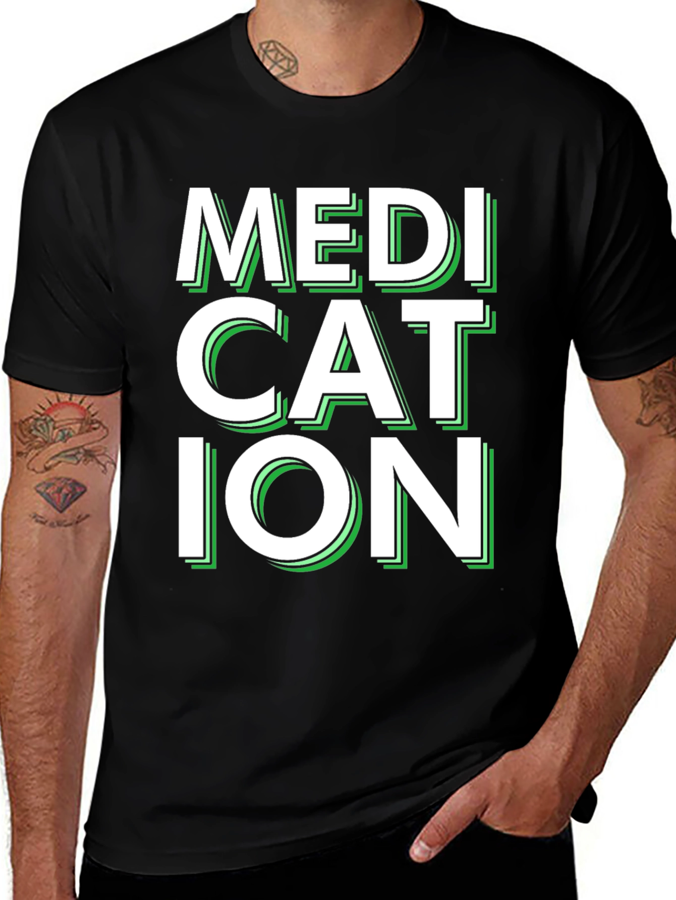 Variant 12 of Medication Graphic Tee - Black Casual T-Shirt