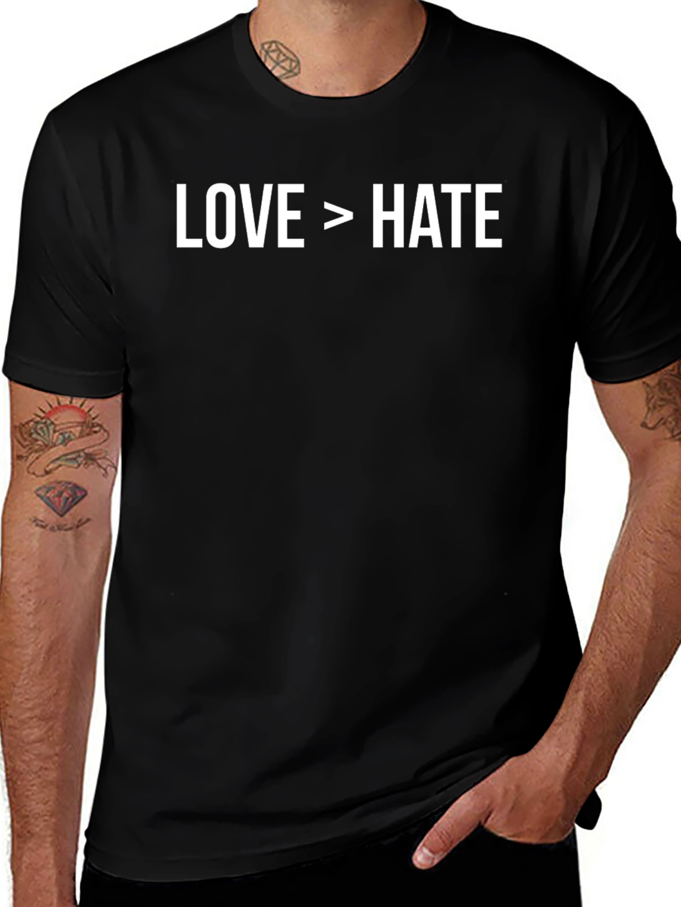 Black Love Over Hate Graphic Tee - Black Cotton T-Shirt main image