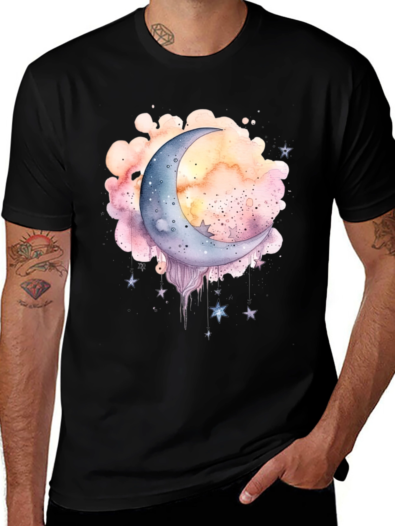 Variant 8 of Watercolor Moon & Stars Graphic Tee - Unisex Fit