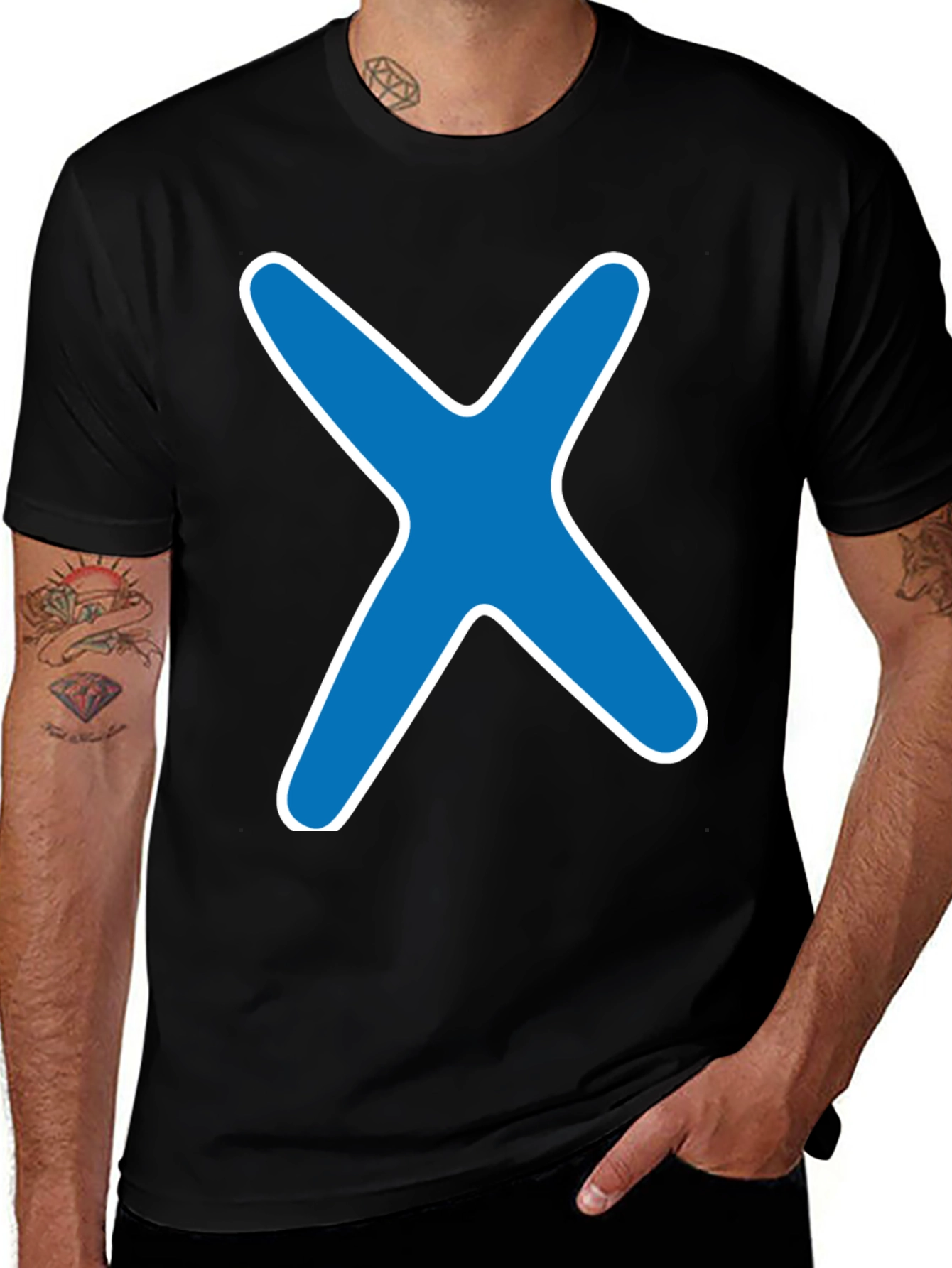 Variant 3 of Blue X Graphic Black T-Shirt