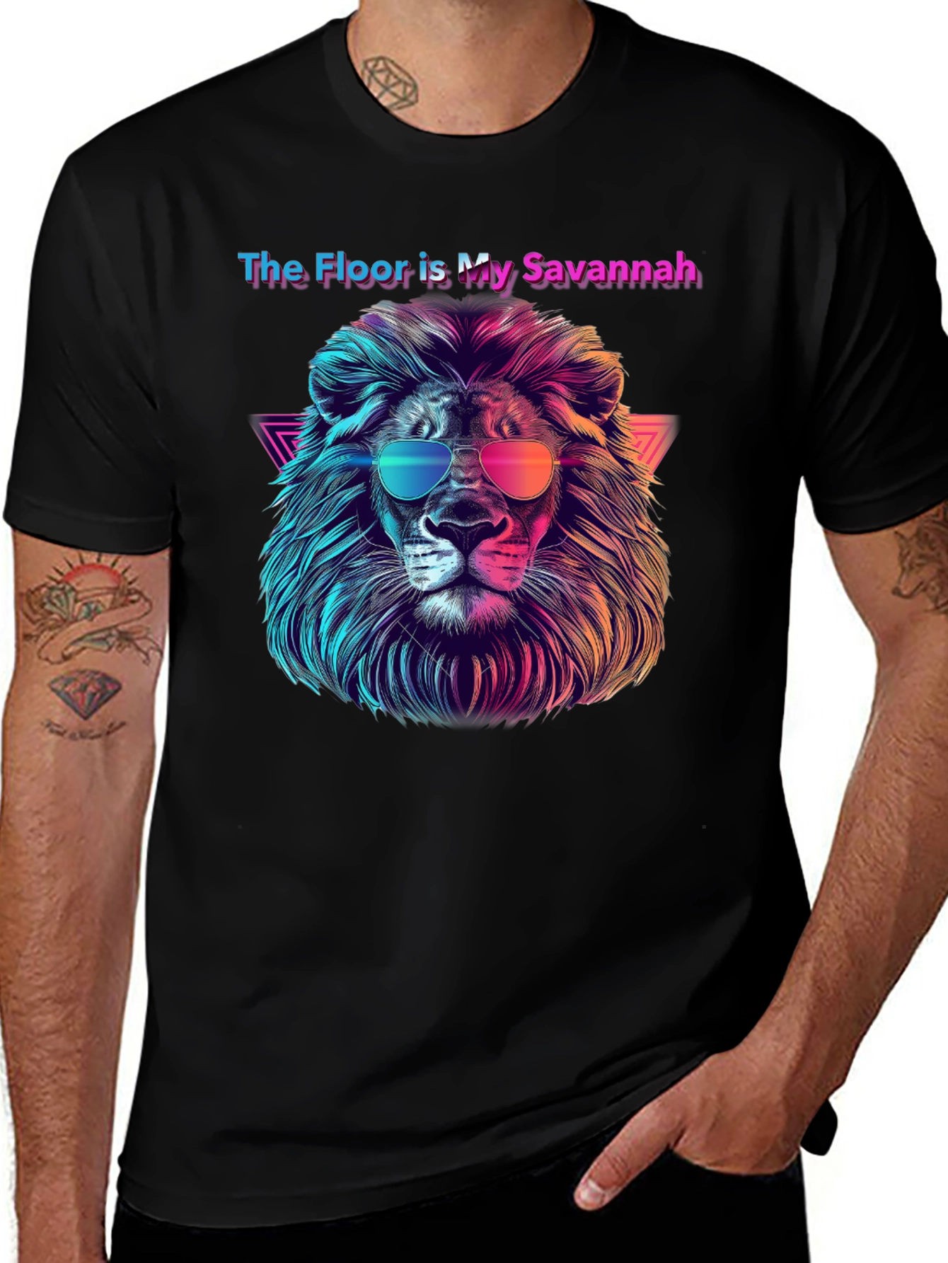 Black The Floor is My Savannah Lion Graphic Tee main image