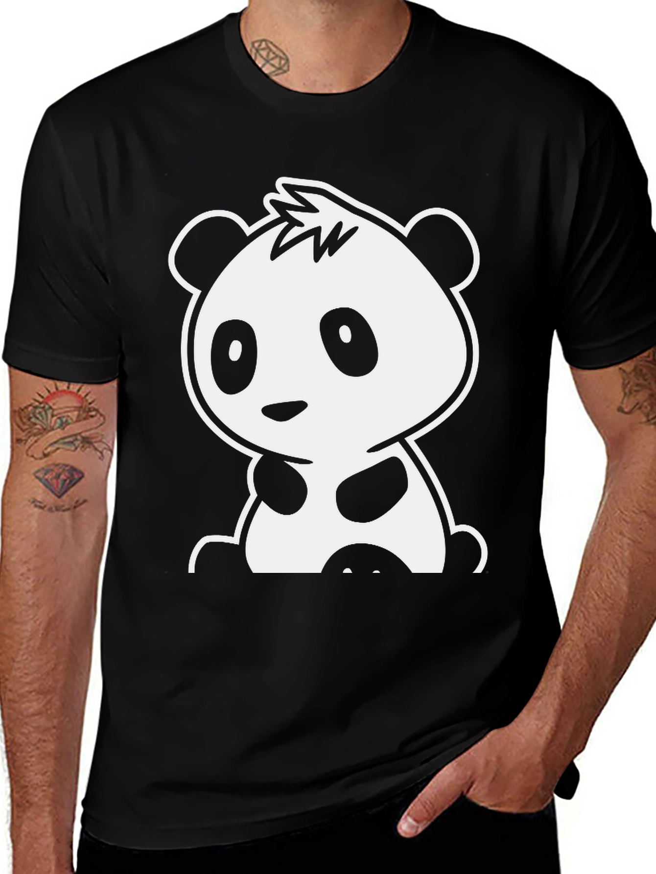 Cute Panda Graphic Tee - Black Unisex Shirt