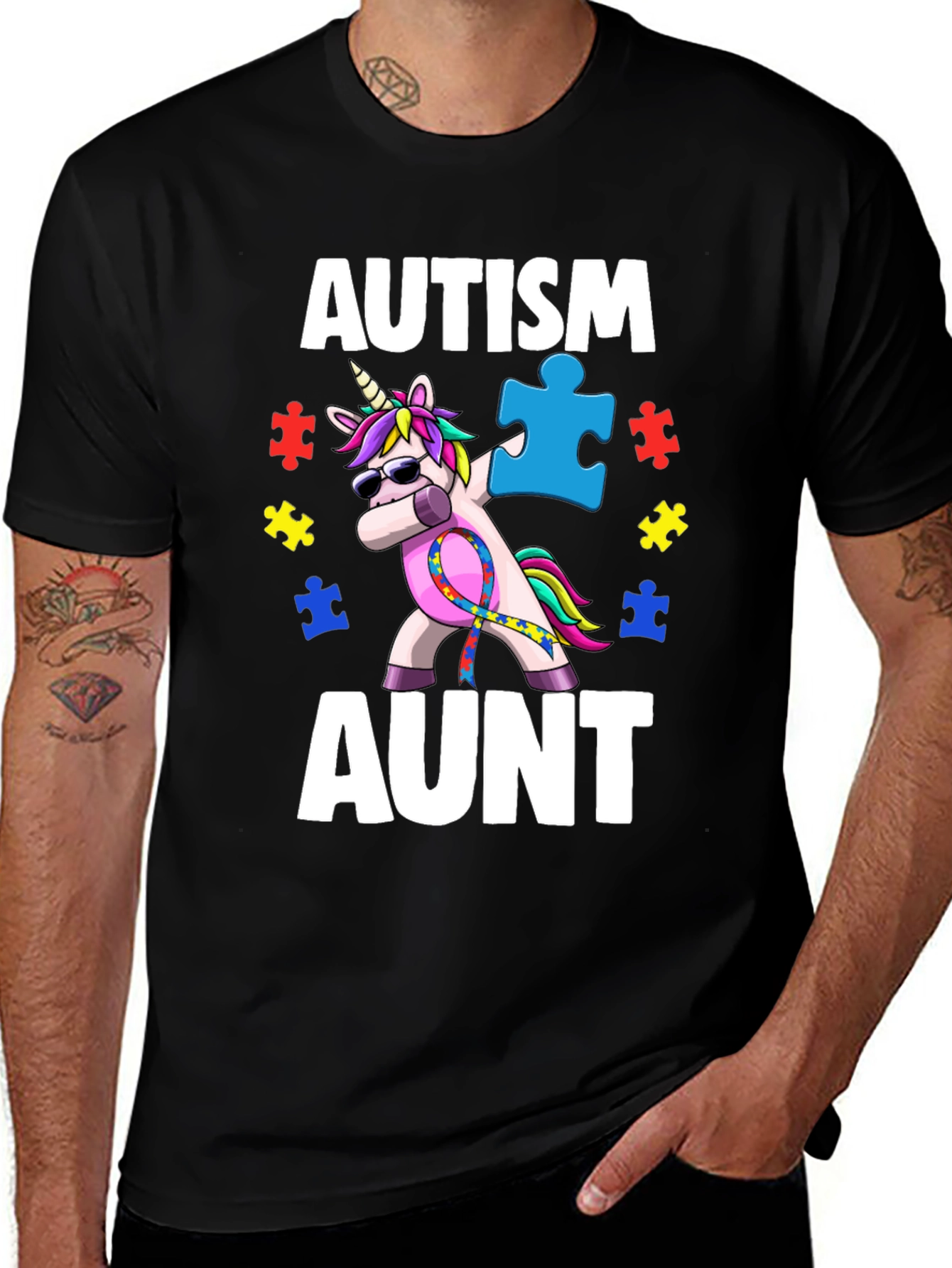 Variant 8 of Autism Aunt Unicorn Dabbing T-Shirt