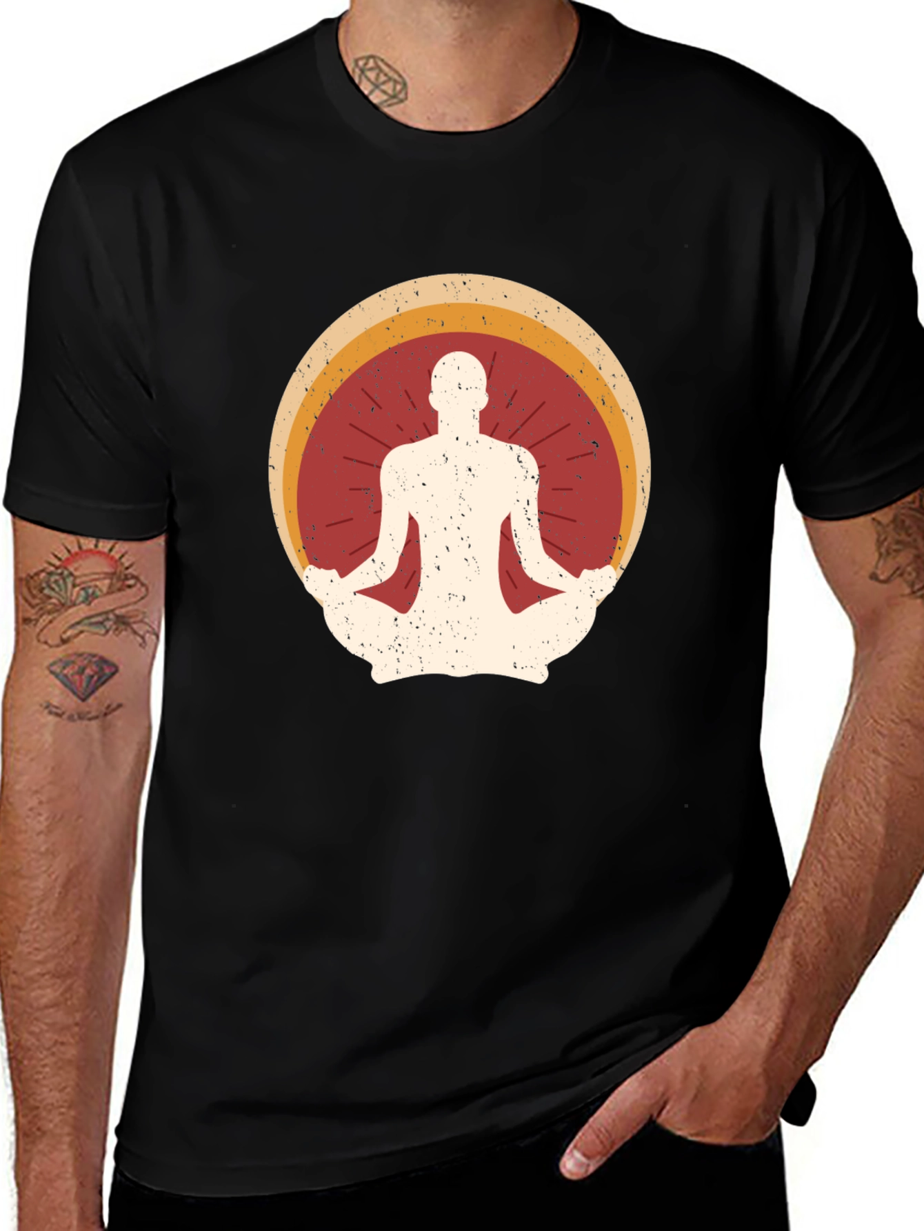 Variant 6 of Retro Yoga Meditation Graphic Tee