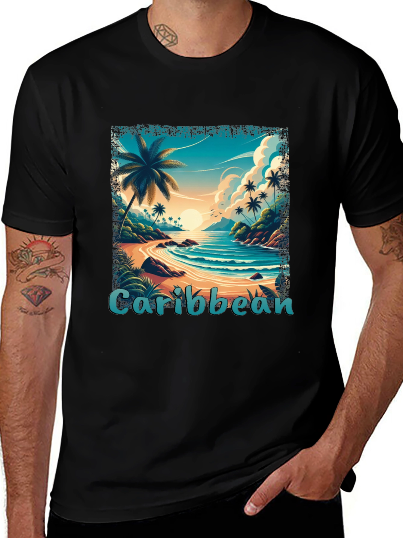 Variant 30 of Caribbean Beach T-Shirt - Island Getaway Design