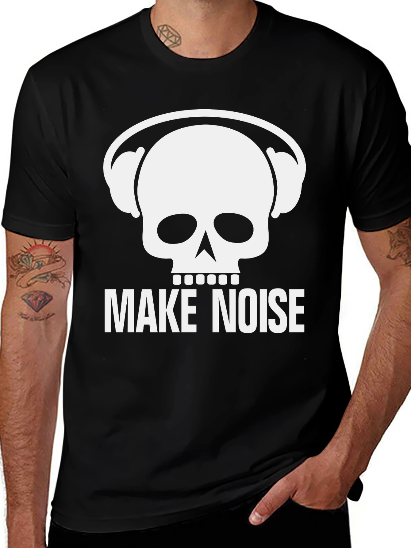 Variant 13 of Make Noise Skull Headphones Graphic T-Shirt