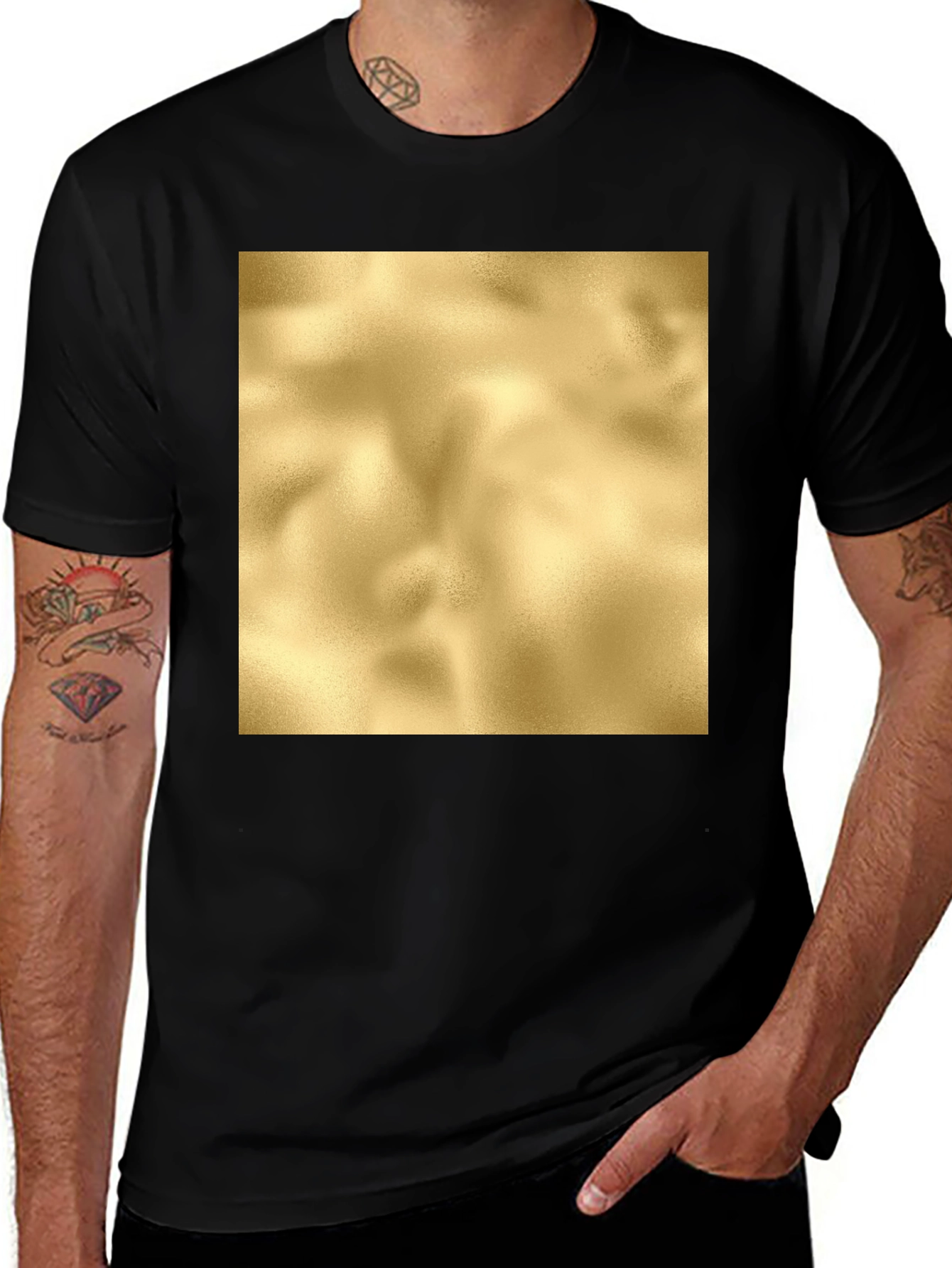 Variant 12 of Gold Texture Graphic Black T-Shirt