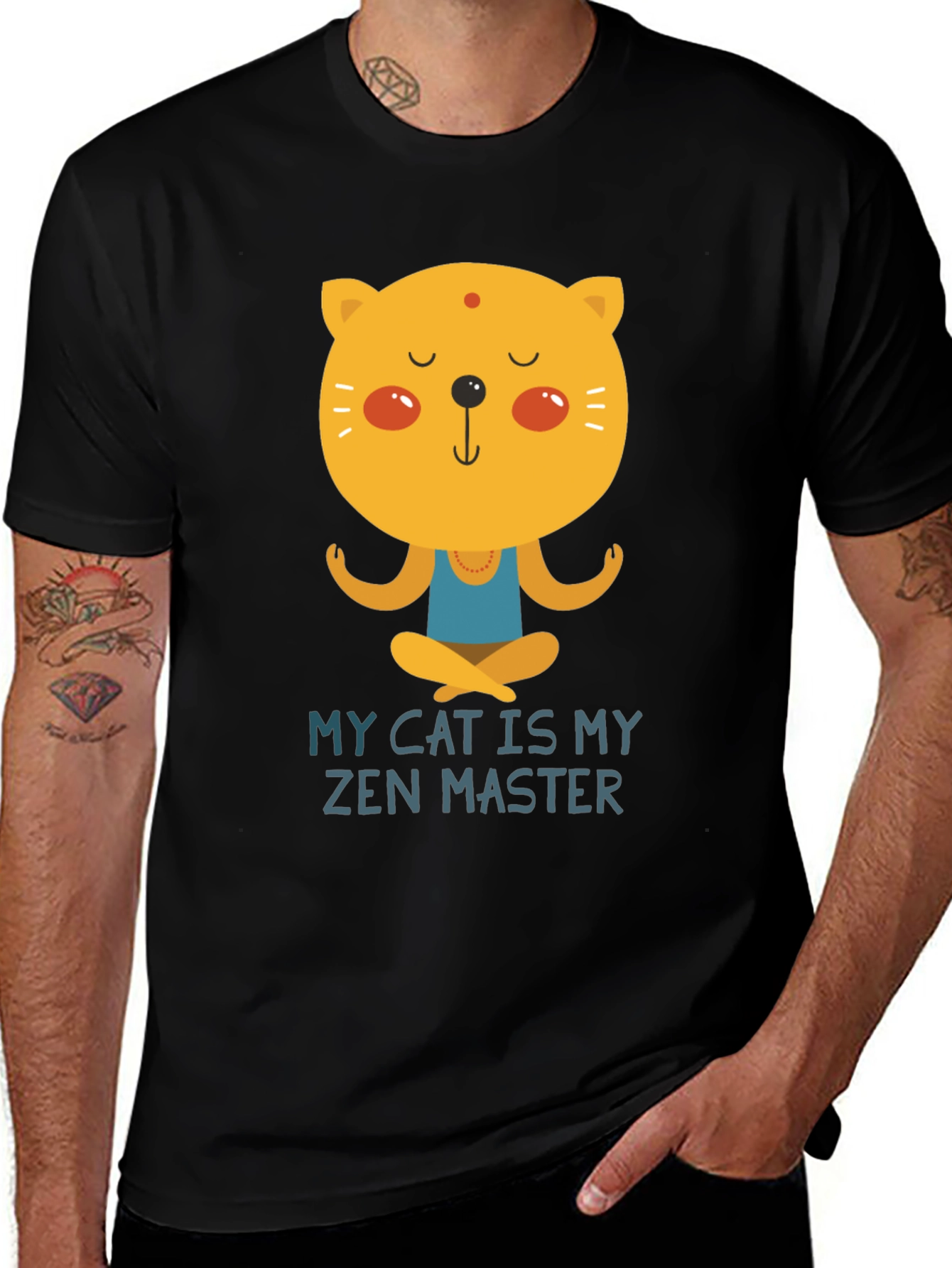 Variant 8 of Zen Cat T-Shirt - 'My Cat Is My Zen Master'