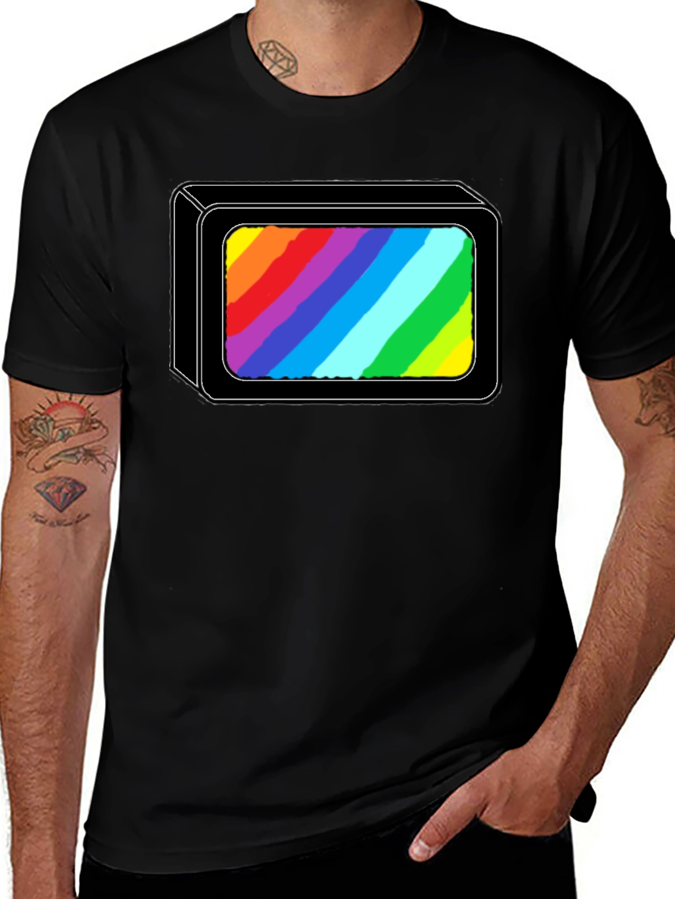 Rainbow Spectrum Box Black T-Shirt