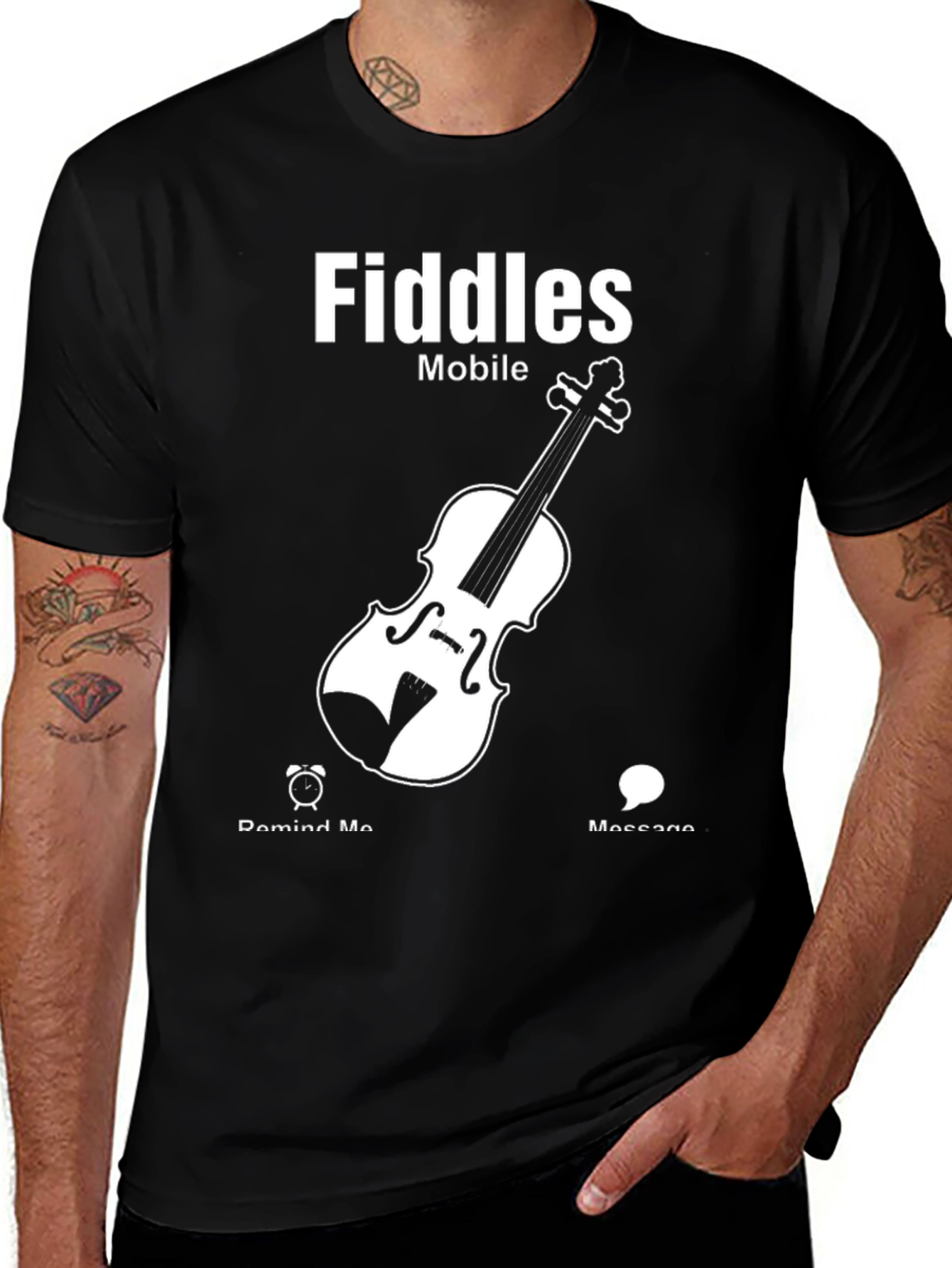 Fiddles Mobile Black T-Shirt, Music Lover Tee