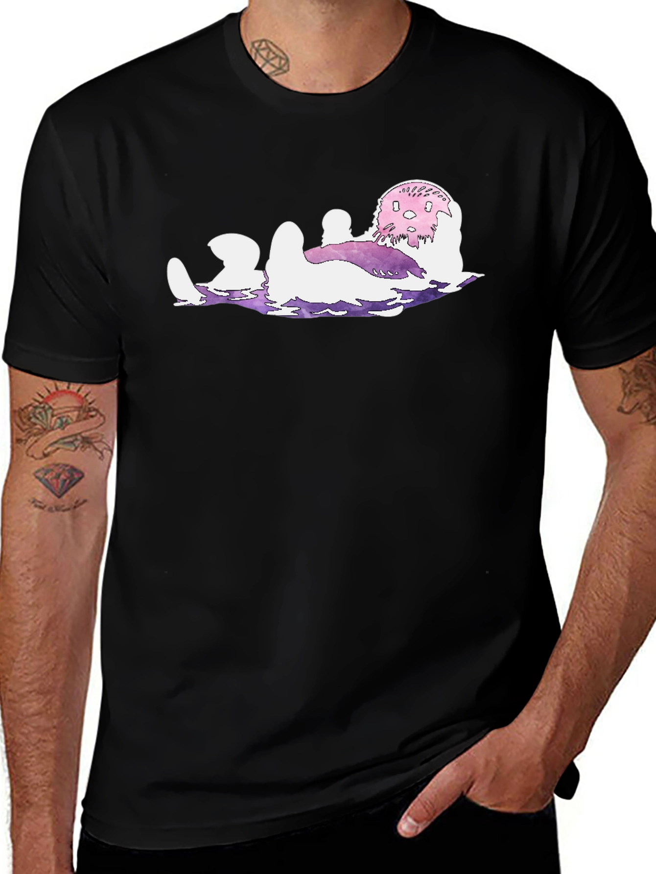 Variant 10 of Cartoon Otter Relaxing Graphic T-Shirt