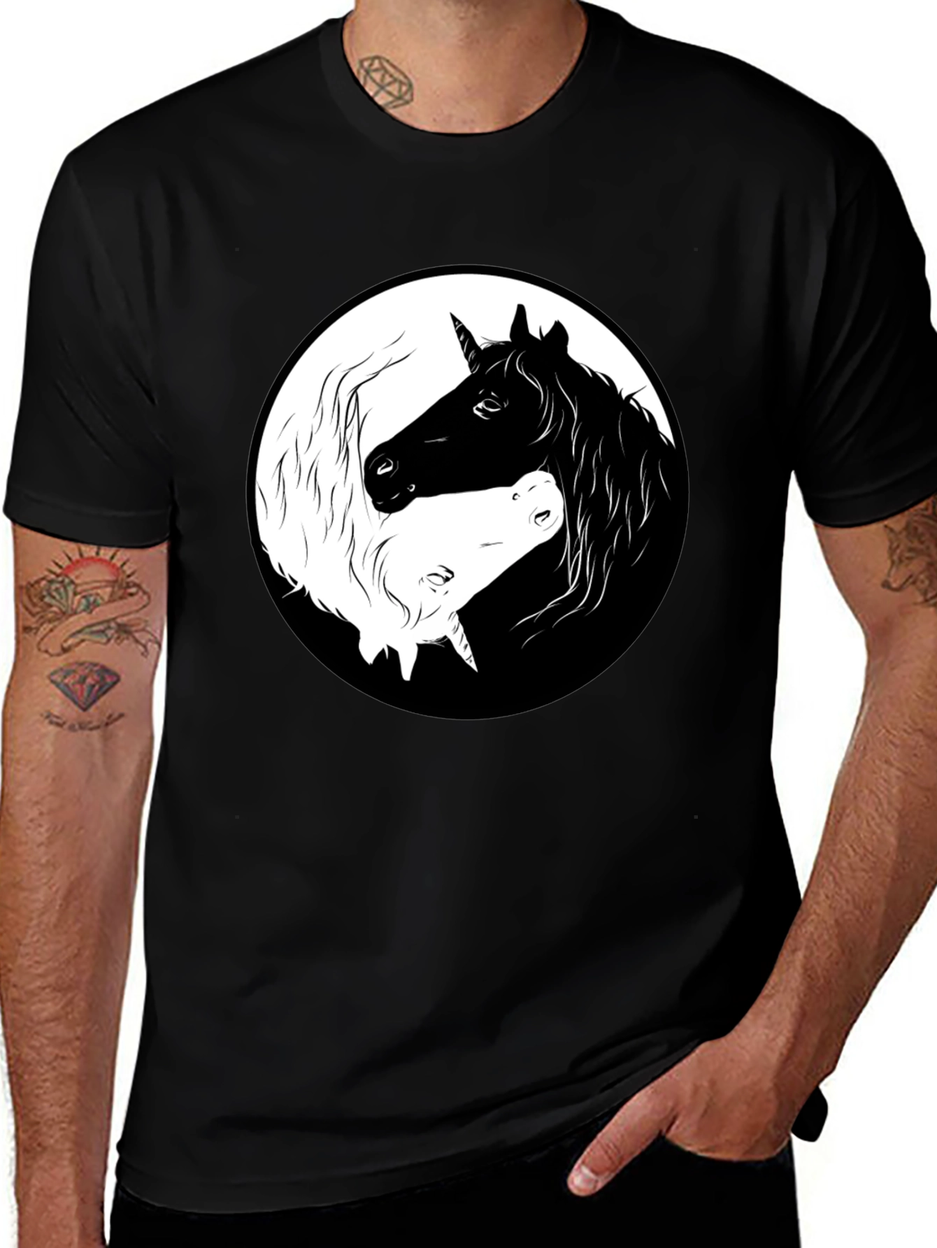 Variant 21 of Yin Yang Unicorn Graphic Tee - Black