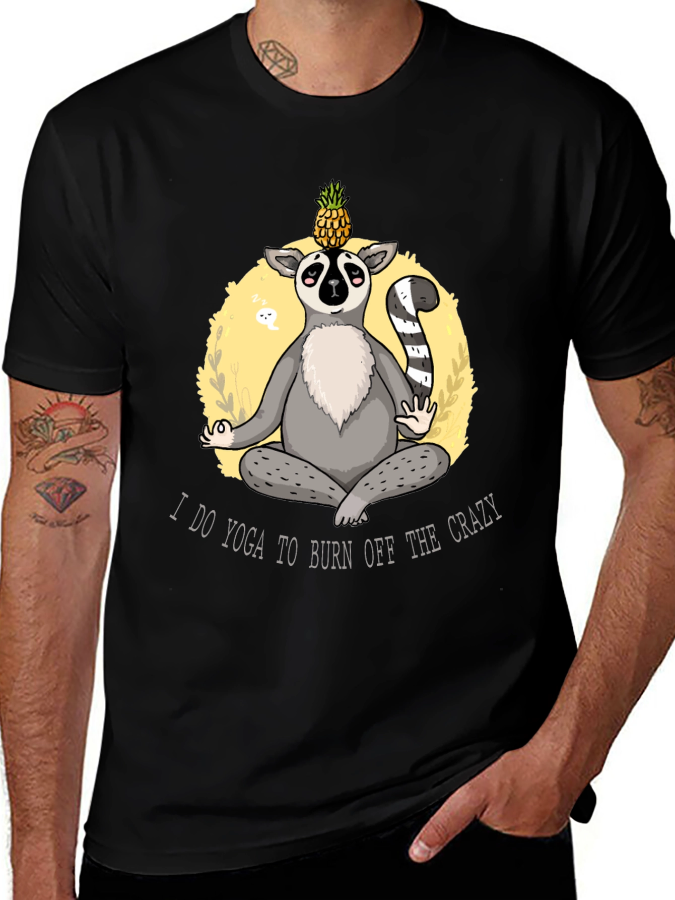 Variant 28 of Yoga Lemur Men's Black T-Shirt