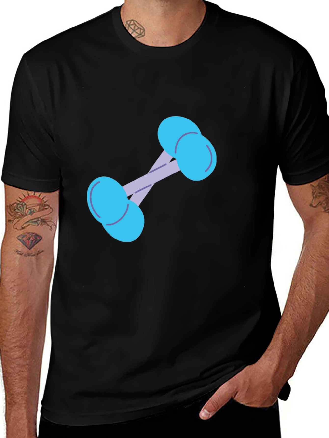 Variant 27 of Black T-Shirt with Dumbbell Design