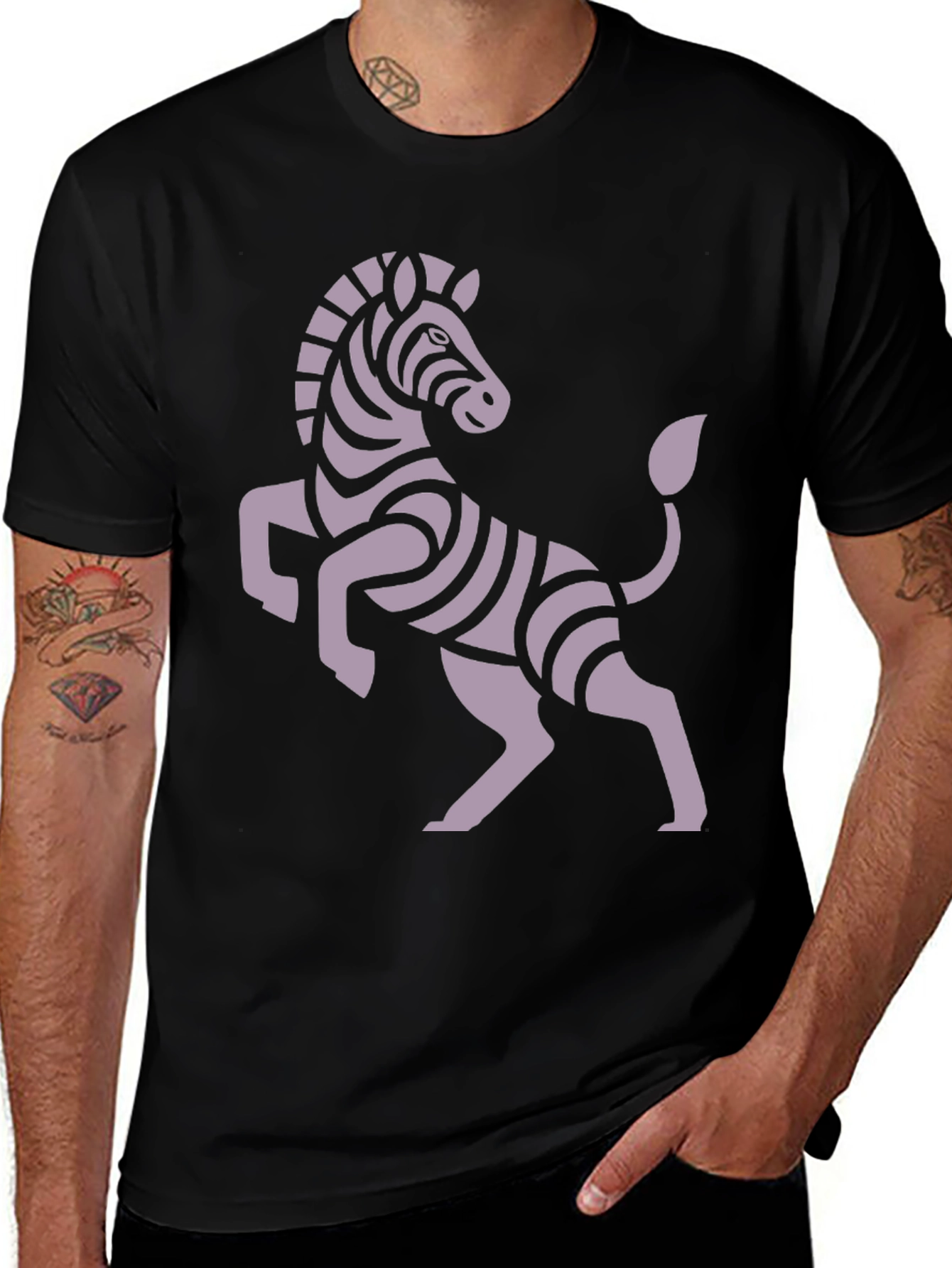 Variant 8 of Zebra Graphic Tee - Stylish Black Cotton T-Shirt
