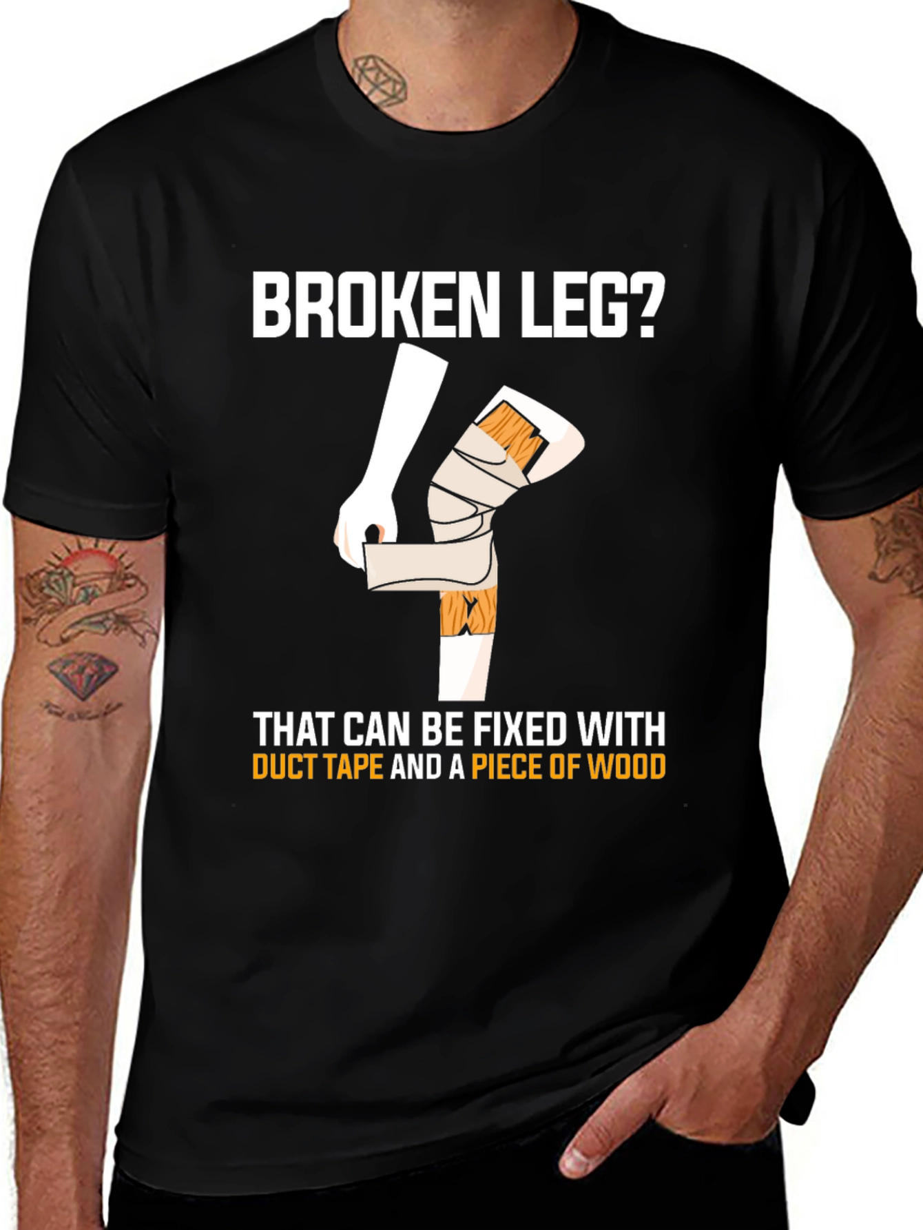 Variant 24 of Funny Broken Leg T-Shirt - Duct Tape Fix