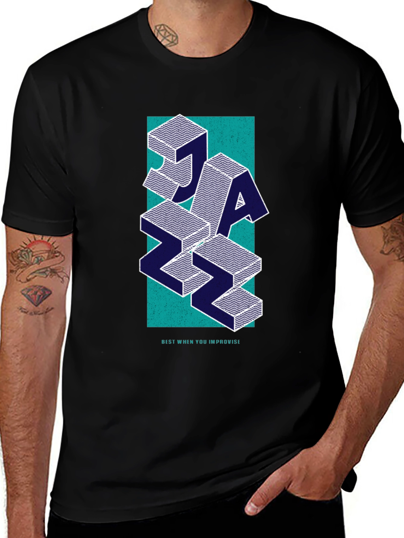 Variant 25 of Geometric Jazz Graphic Tee - Black