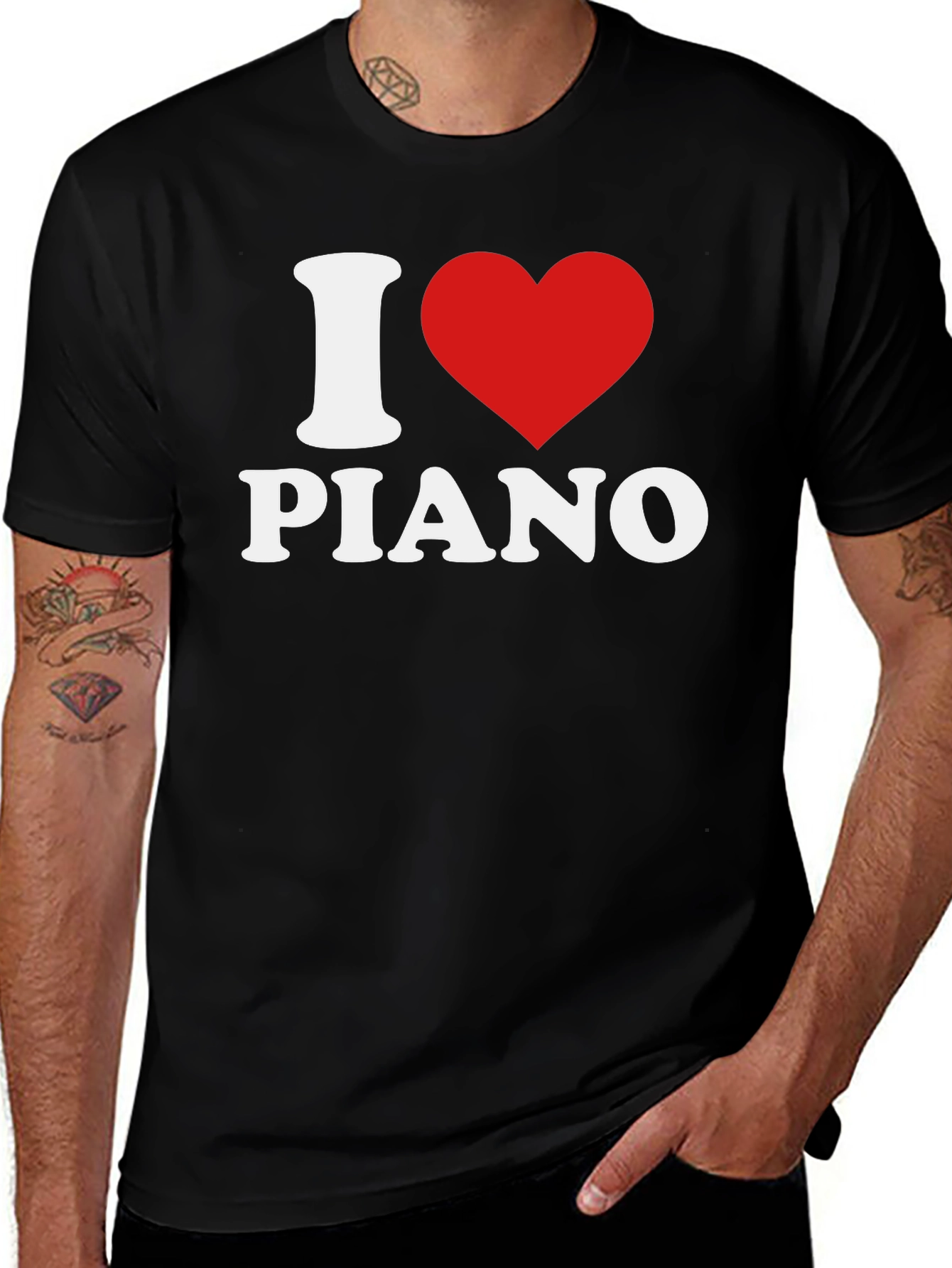 Variant 9 of I Heart Piano Black T-Shirt - Music Lover Tee
