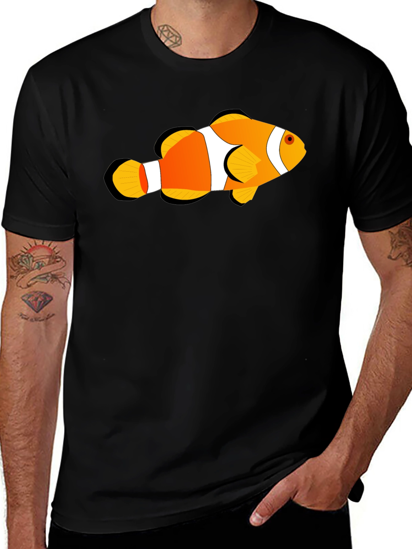 Variant 8 of Clownfish Graphic Tee - Black Cotton T-Shirt