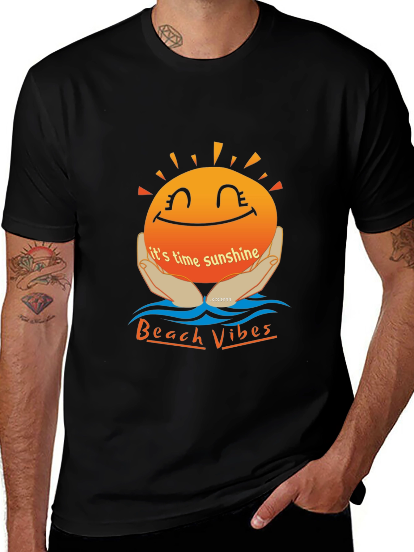 Variant 18 of Sunshine Beach Vibes Graphic Tee - Black