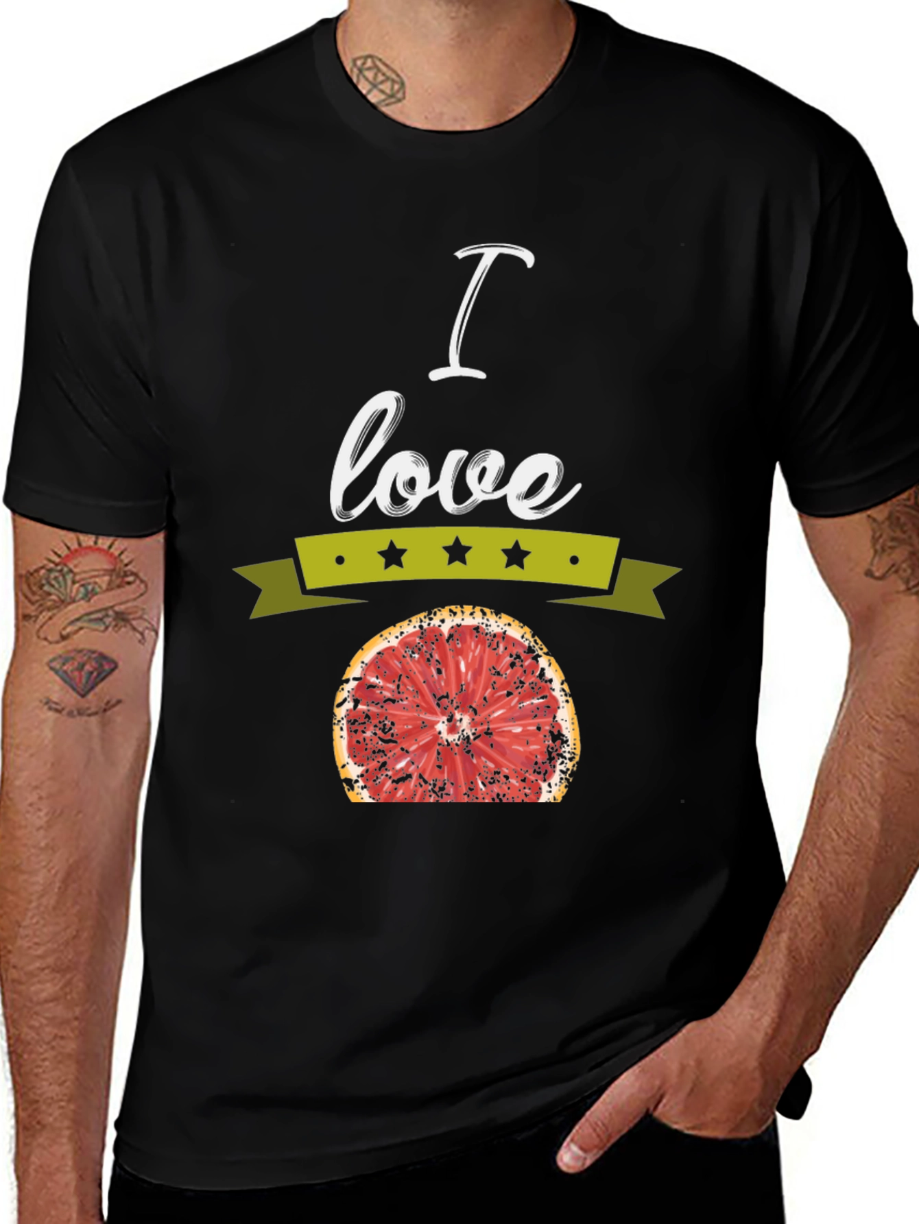 Variant 16 of I Love Grapefruit Black Graphic T-Shirt