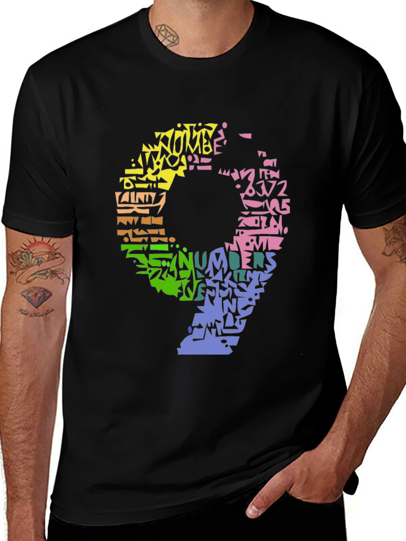 Variant 21 of Number 9 Graphic T-Shirt - Colorful Typography Design
