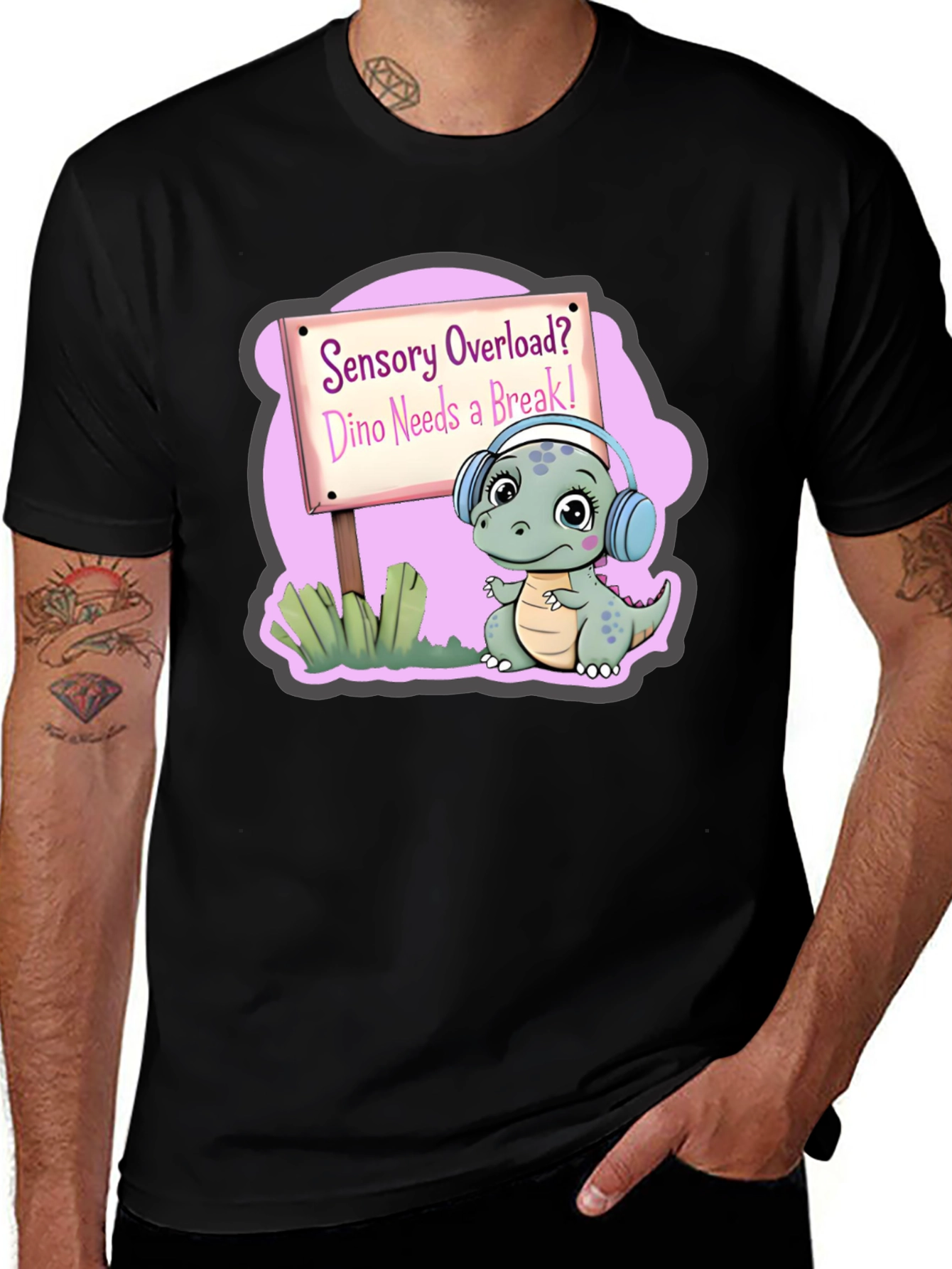 Variant 12 of Sensory Overload Dino T-Shirt, Autism Awareness Tee