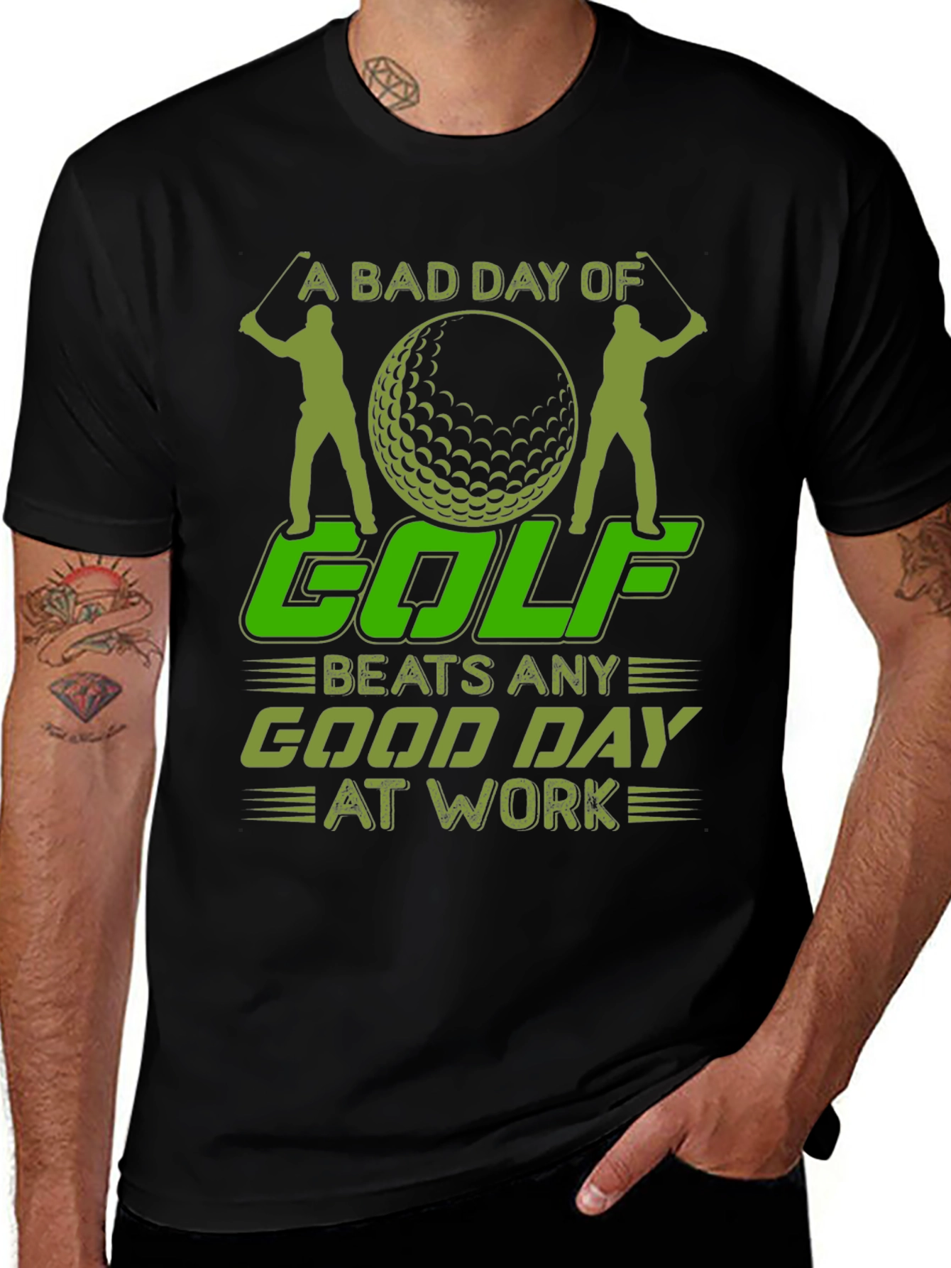 Variant 11 of Funny Golf T-Shirt: Bad Day of Golf Beats Work!