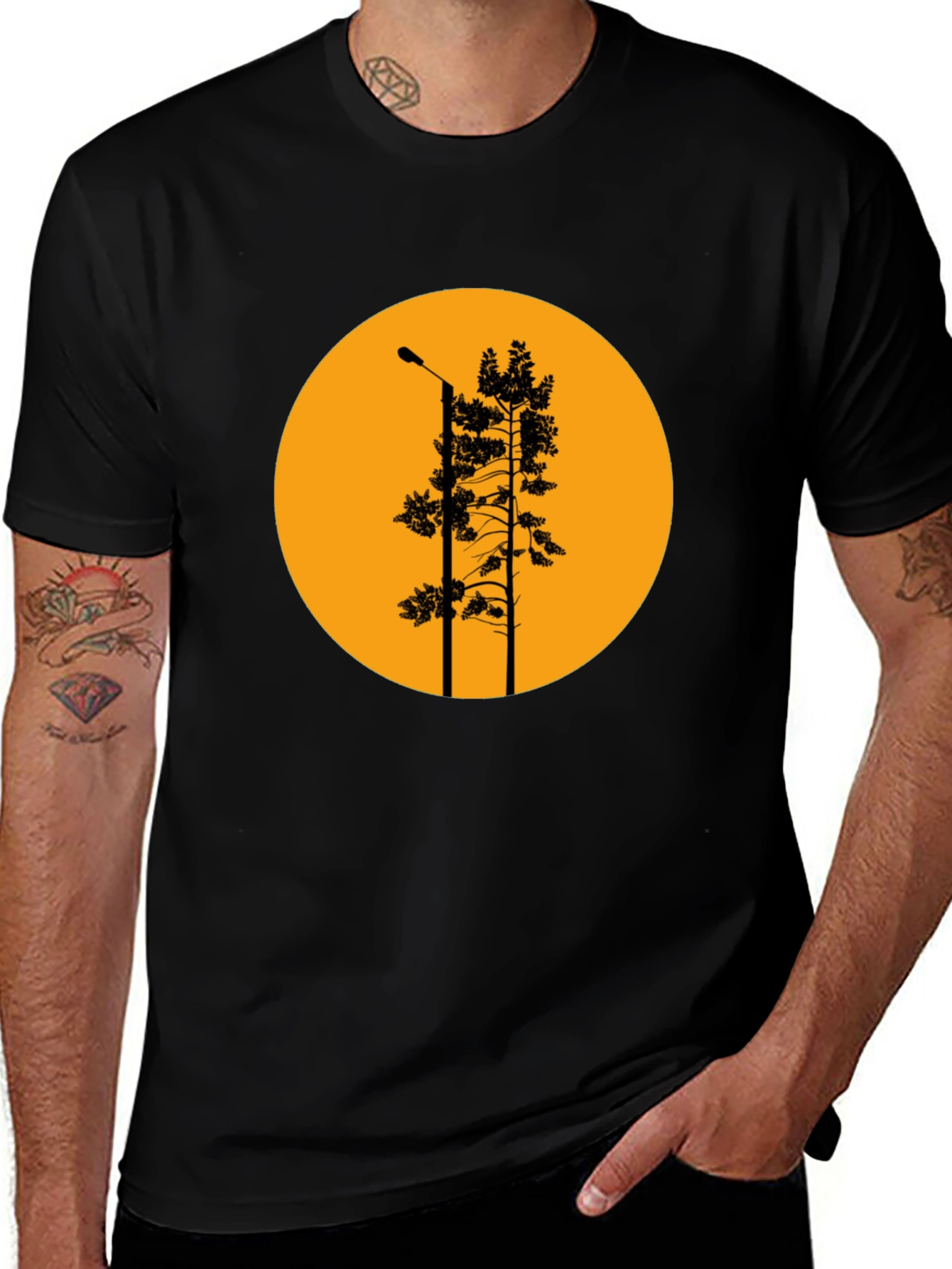 Variant 6 of Retro Sunset Tree Silhouette Graphic T-Shirt