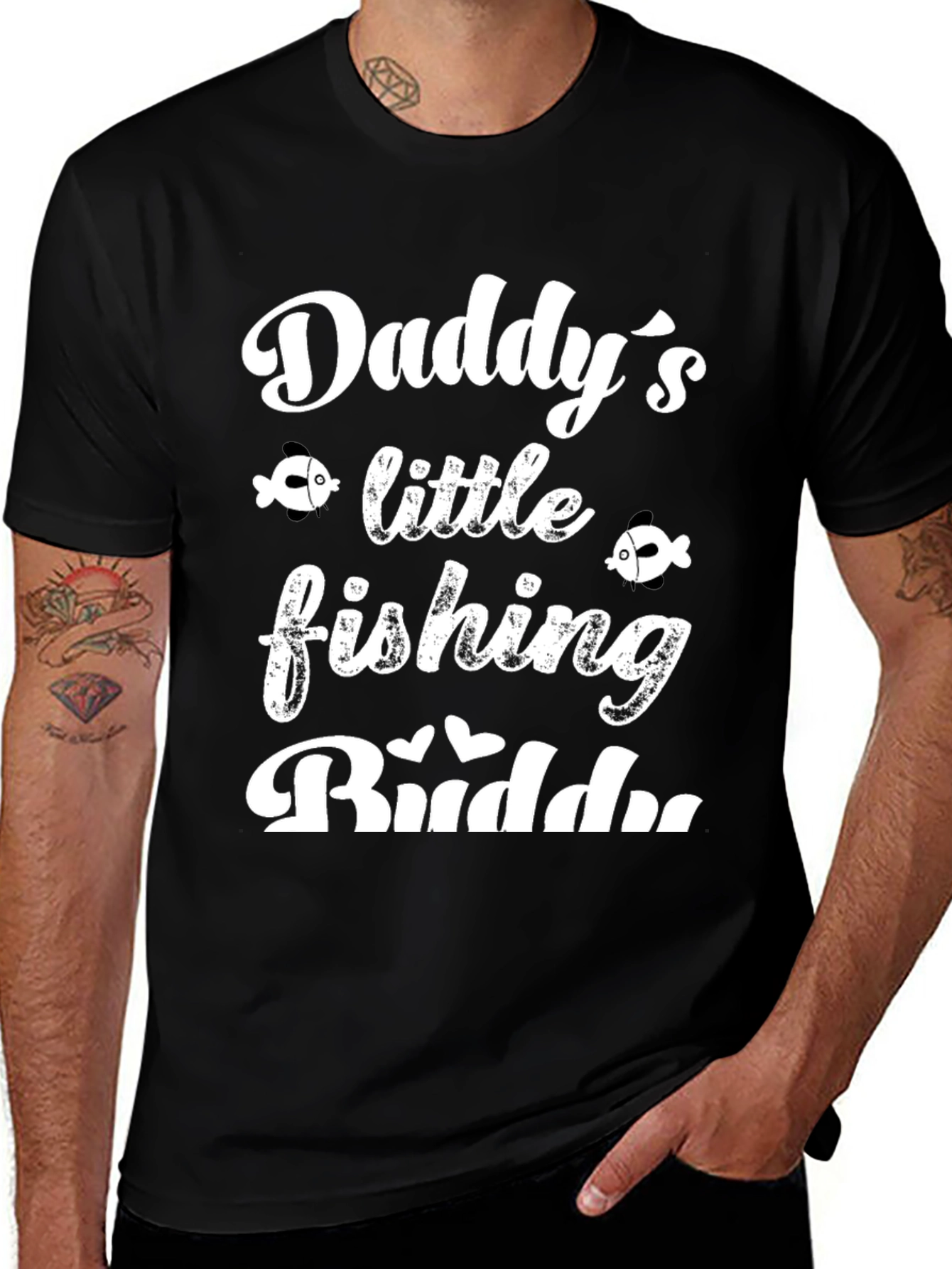 Variant 27 of Daddy's Little Fishing Buddy Black Graphic Tee