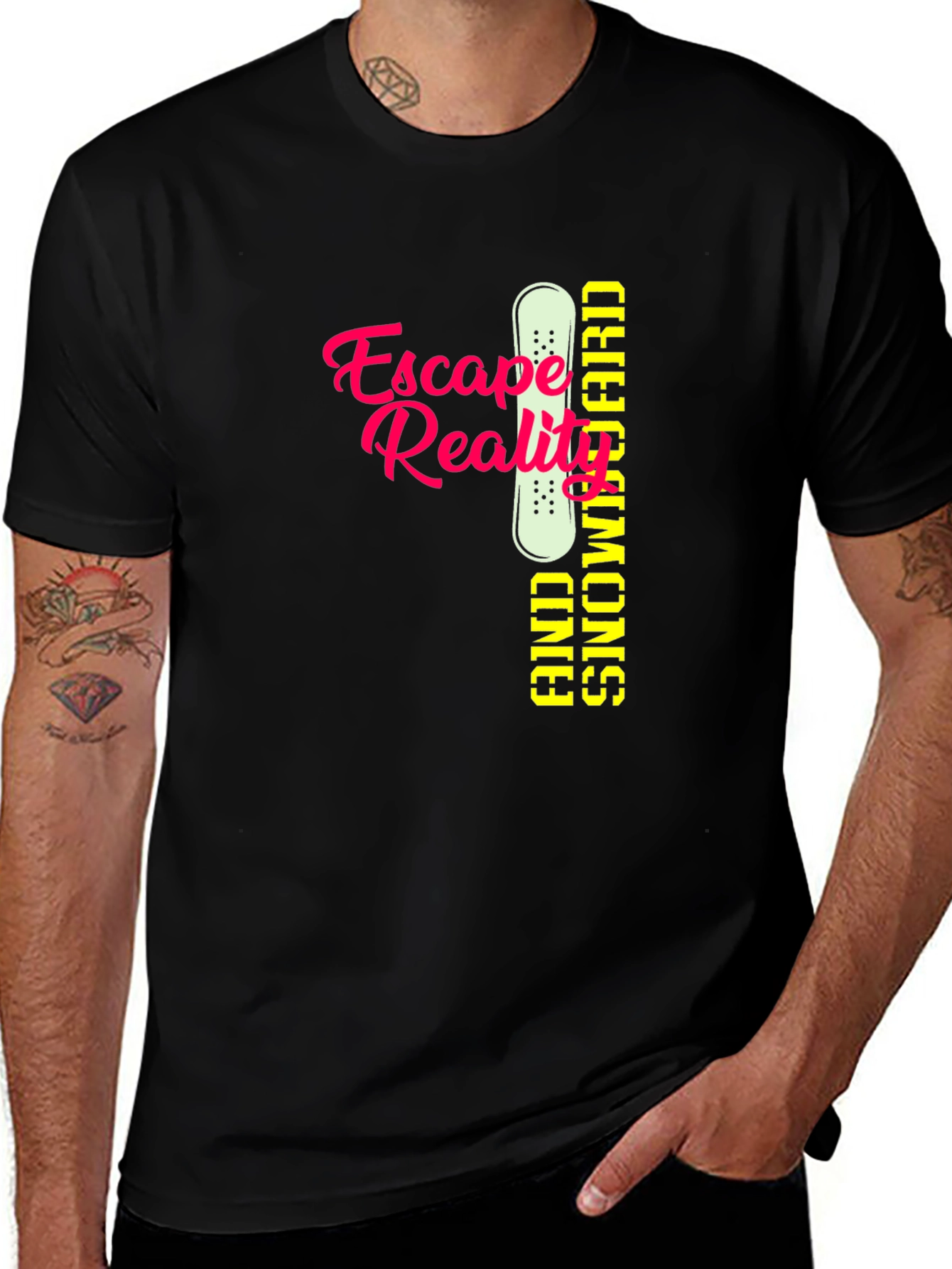 Variant 29 of Escape Reality Snowboard Graphic Tee - Black