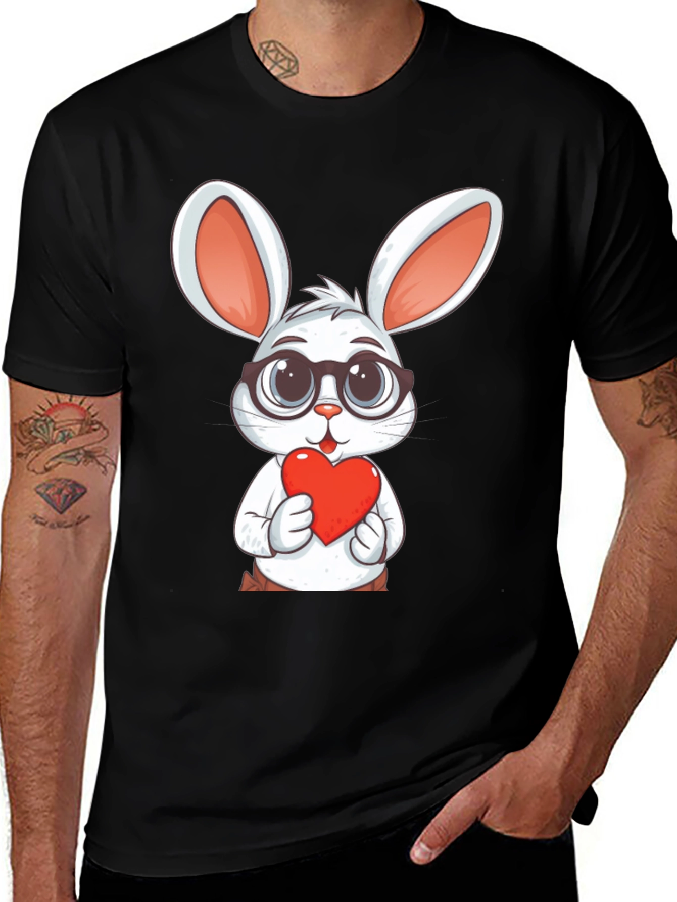 Variant 16 of Cute Bunny with Heart Graphic T-Shirt