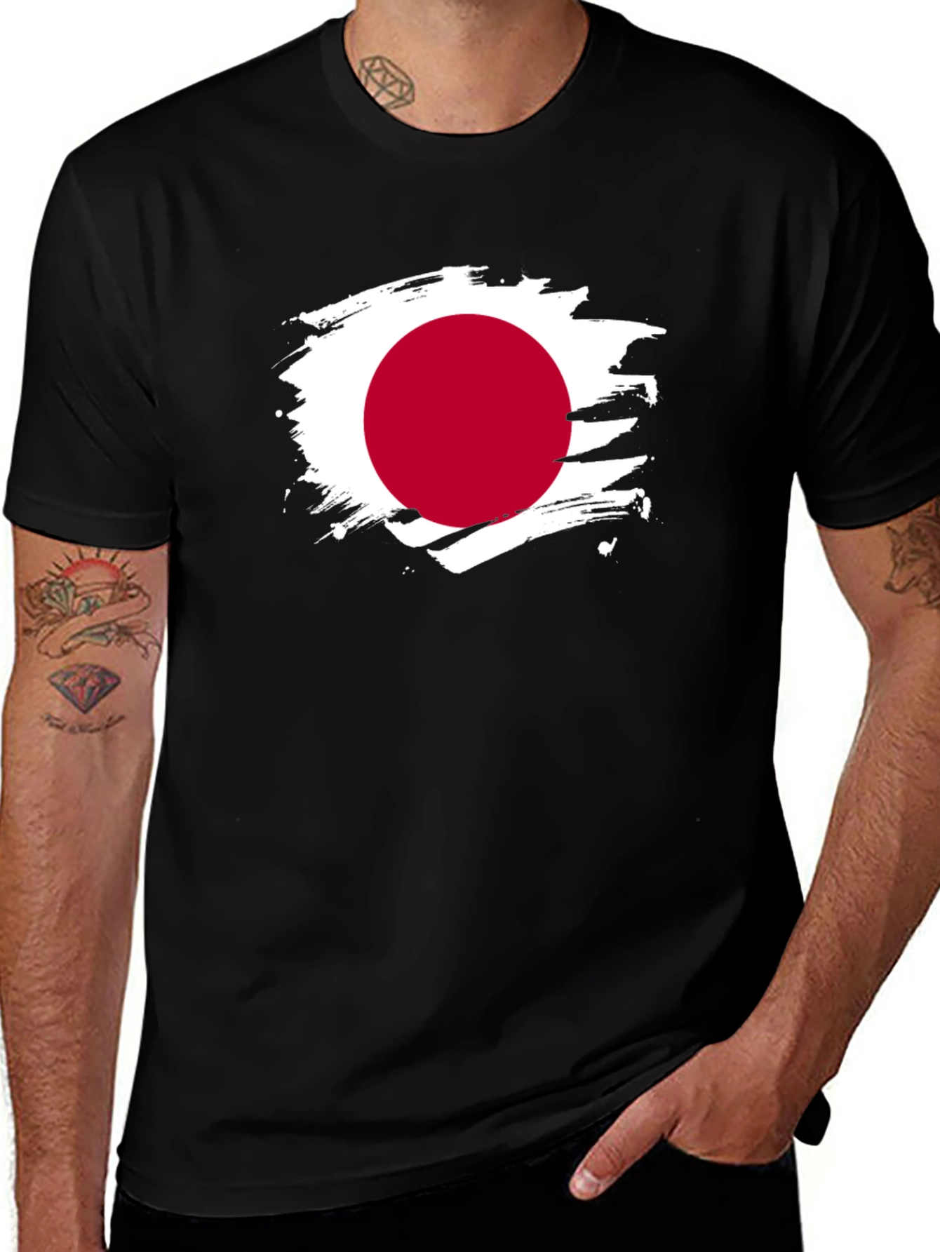 Japan Flag Brushstroke T-Shirt - Unique Graphic Tee