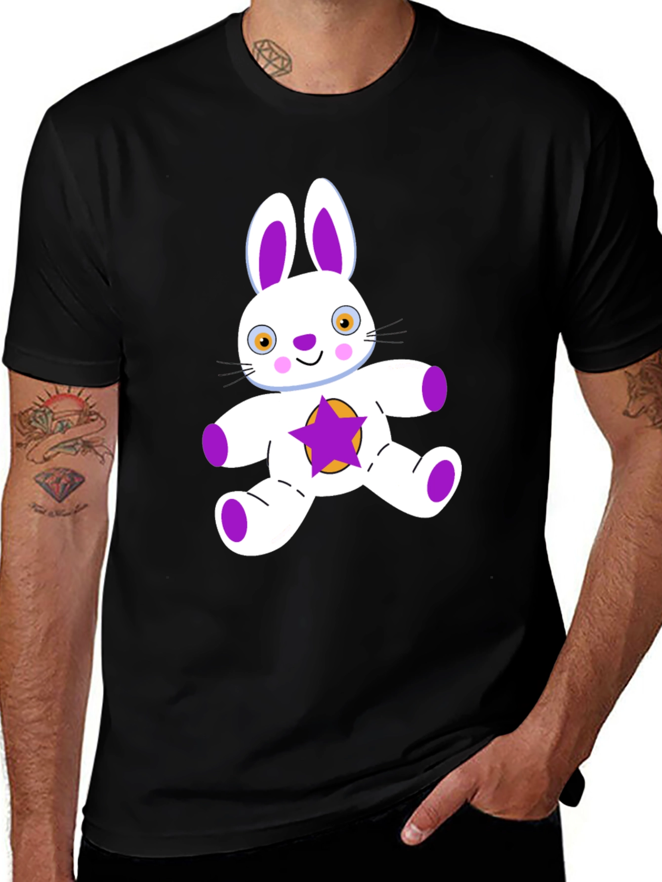 Variant 22 of Cute Bunny Graphic Tee - Black