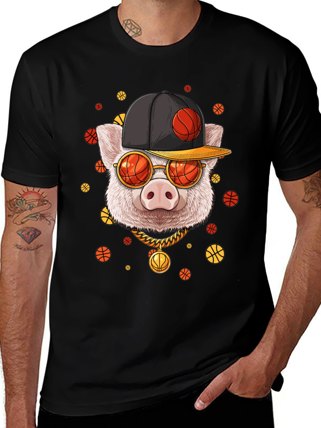 Variant 11 of Basketball Pig Graphic Tee