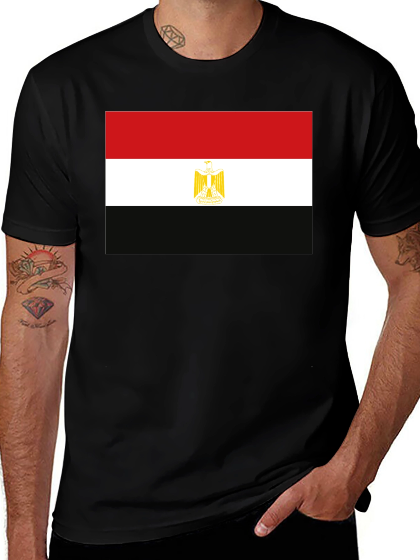 Variant 11 of Egypt Flag Graphic T-Shirt - Black Cotton Tee